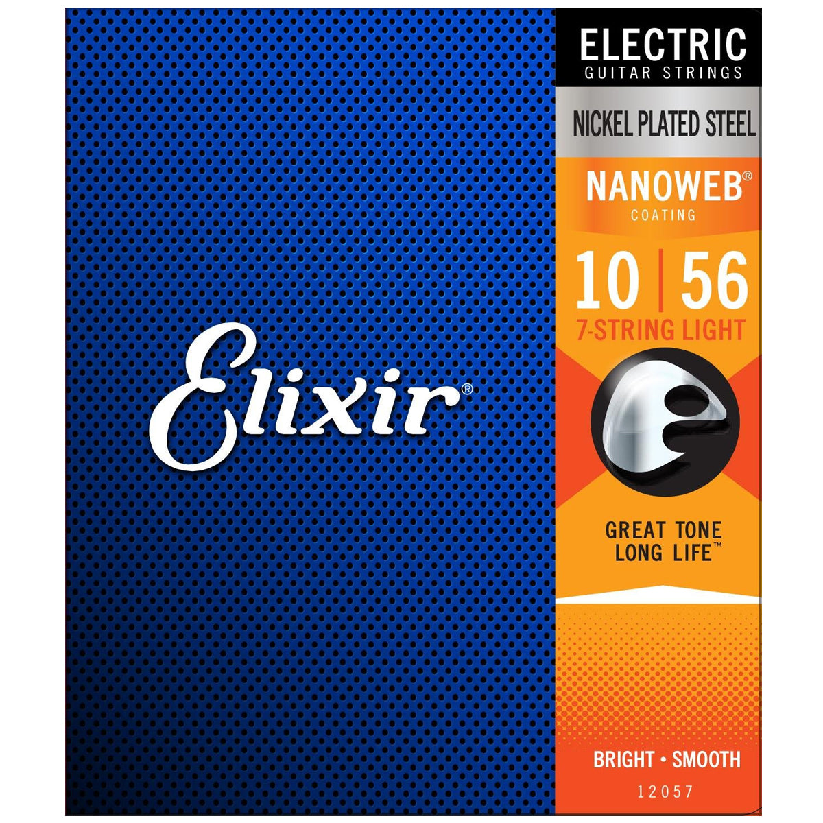 Elixir 12057 Nanoweb Nickel Plated Steel Electric Guitar Strings Light 7-String 0.10-0.56