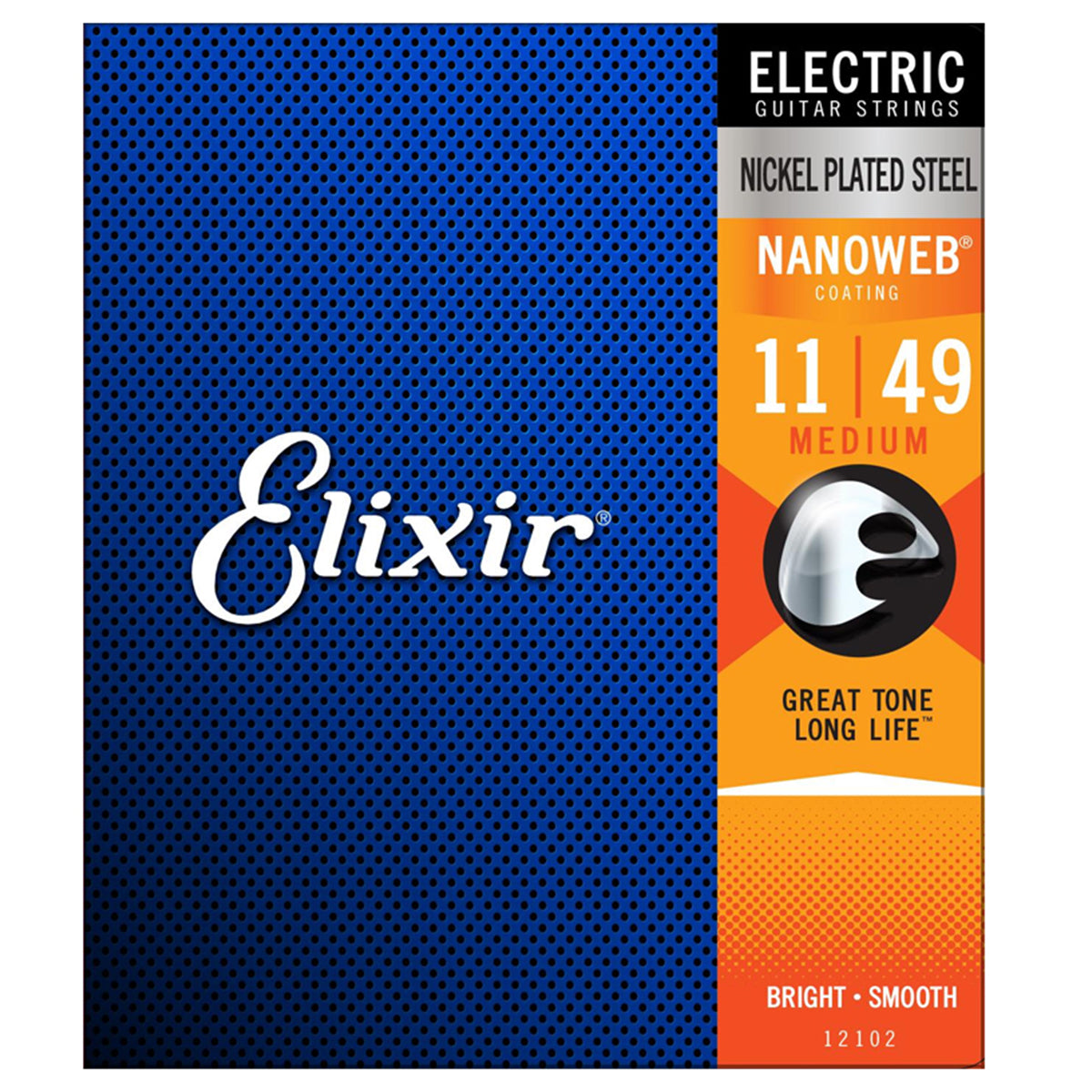 Elixir 12102 Nanoweb Nickel Plated Steel Electric Guitar Strings Medium 0.11-0.49