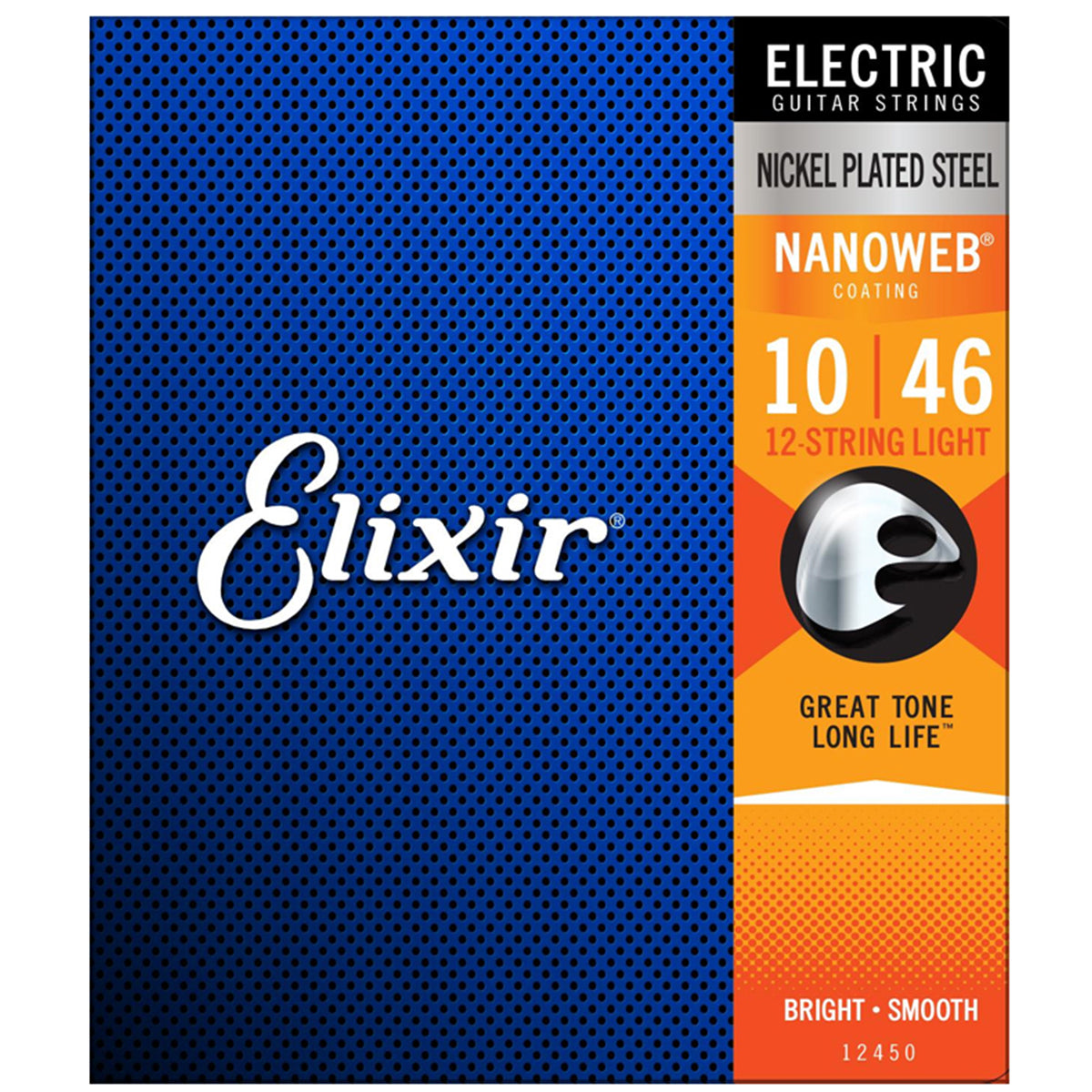 Elixir 12450 Nanoweb Nickel Plated Steel Electric Guitar Strings Light 12-String 0.10-0.46