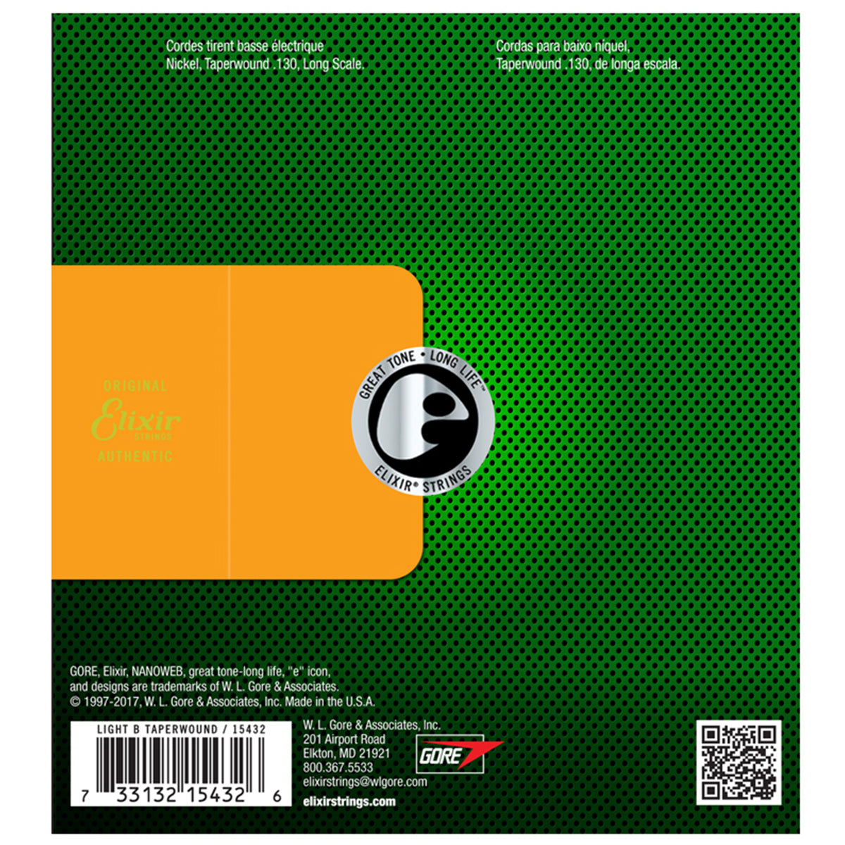 Elixir 15432 Nanoweb Coating Nickel Plated Steel Electric Bass Guitar Single String Long Scale ( 0.130 Tw)