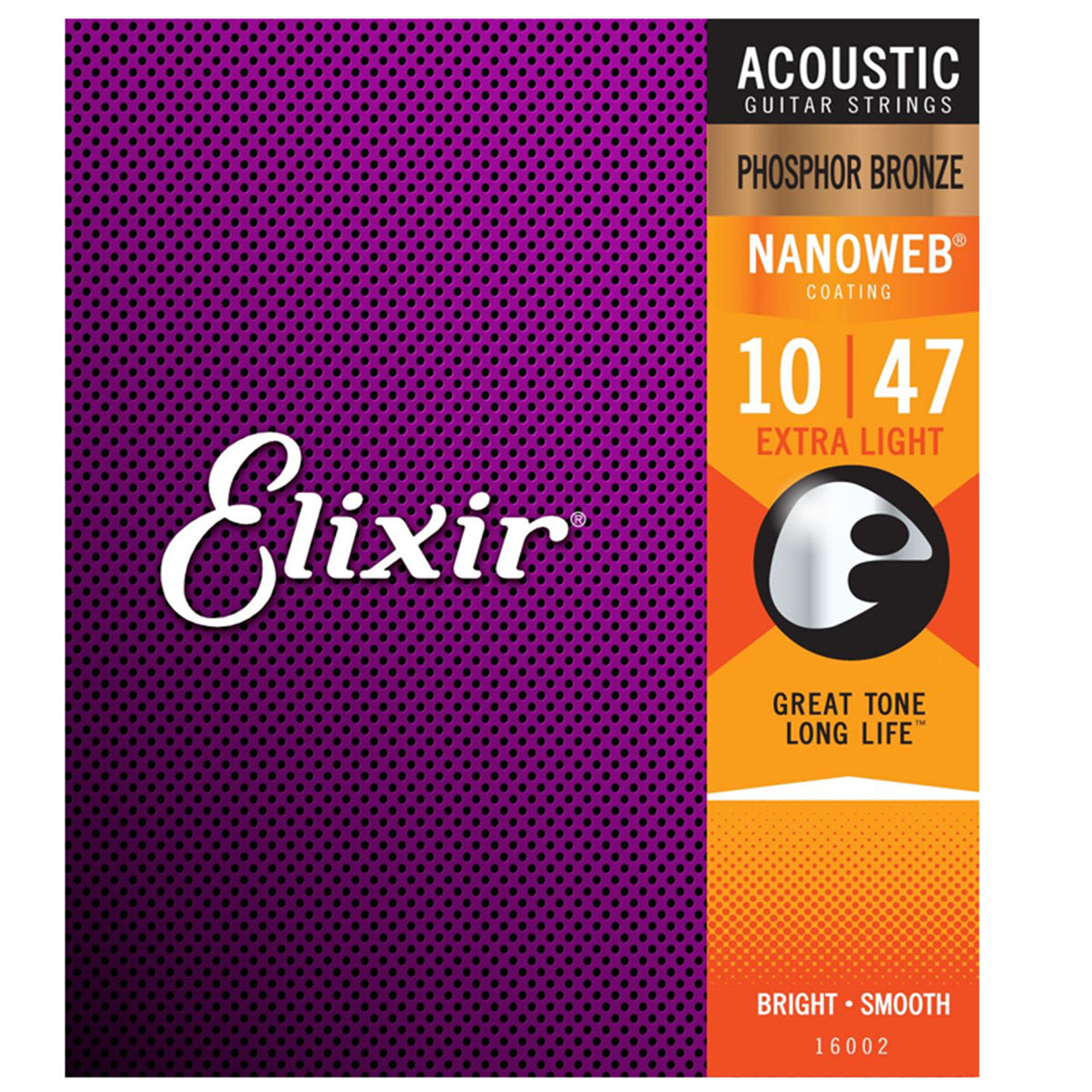 Elixir 16002 Nanoweb Coating Phosphor Bronze Acoustic Guitar Strings Extra Light (0.10-0.47)