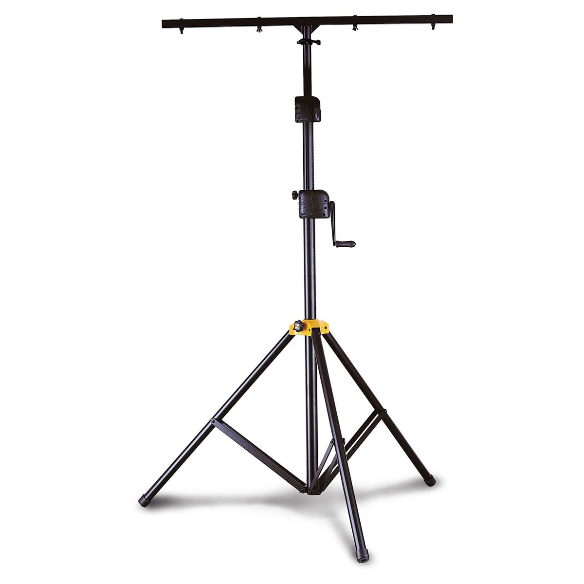 Black Hercules LS700B Quik-N-Ez Gear Up Lighting Stand with a tripod base and a crank system for height adjustment.