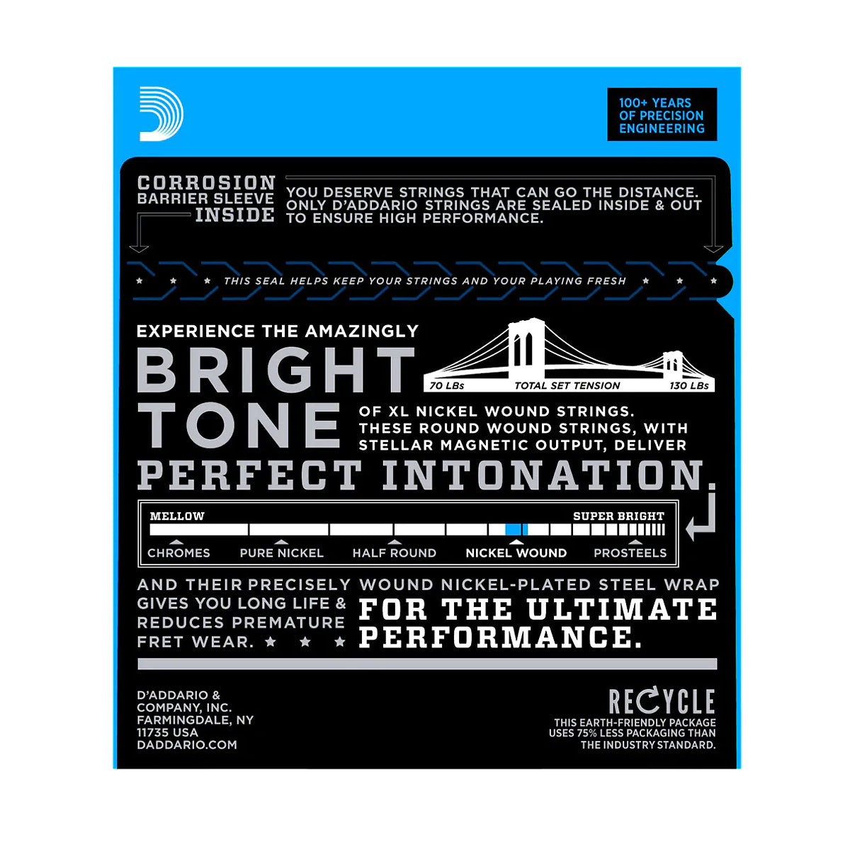 D'Addario EXL145 Nickel Round Wound Heavy Electric Guitar Strings 012-054
