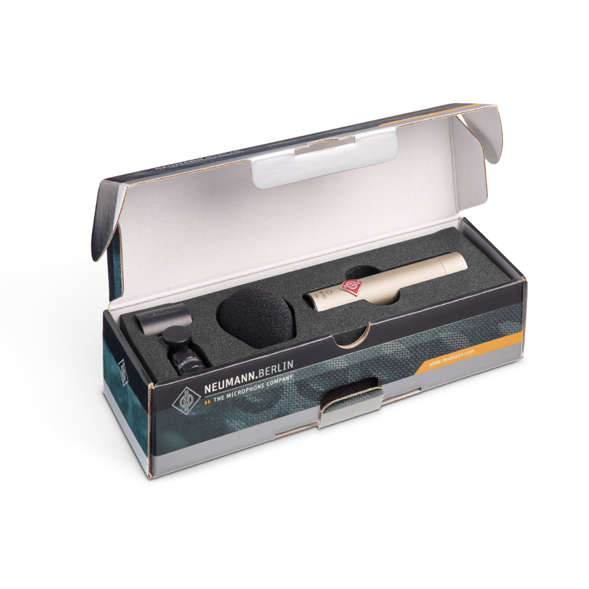 Neumann KM 183 NI Miniature Microphone System, Nickel, Omni, WNS 100 Windscreen, SG 21 Swivel Mount