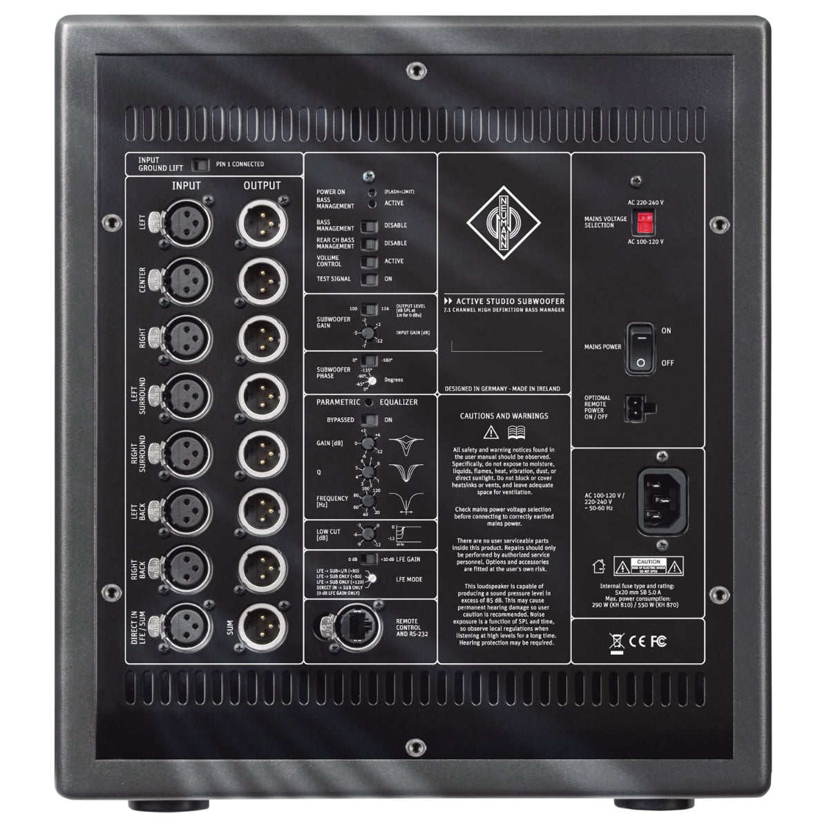 Neumann KH 810 G Active Subwoofer, 7.1 High Definition Bass Management, 10" Driver