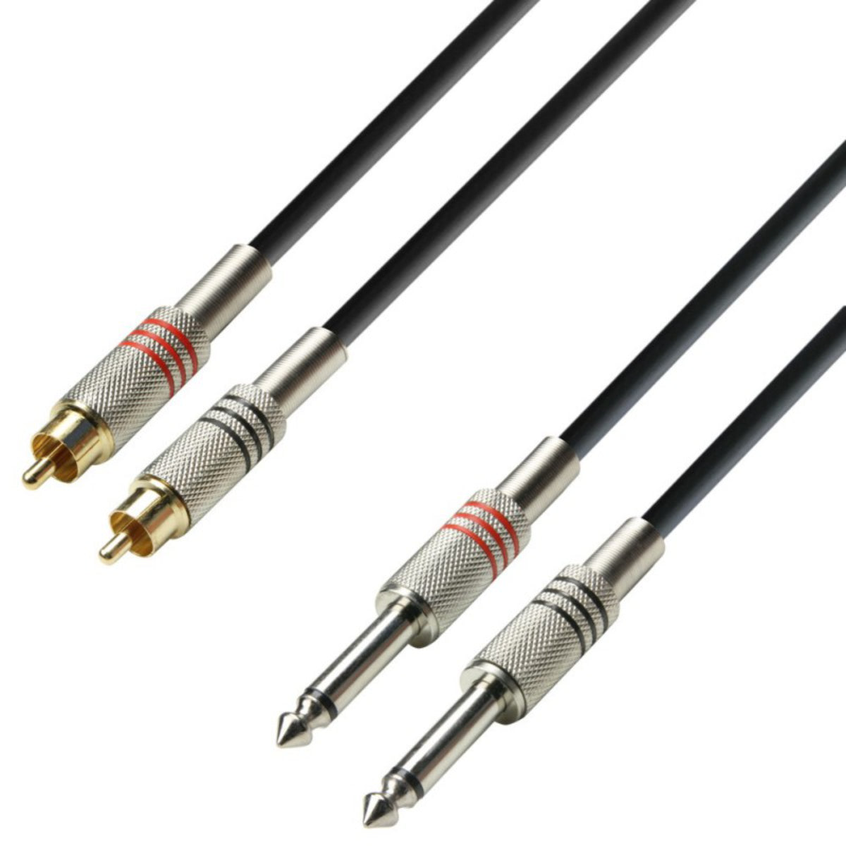 Adam Hall Cables K3 TPC 0300 - Audio Cable 2 x RCA male to 2 x 6.3mm Jack mono 3m