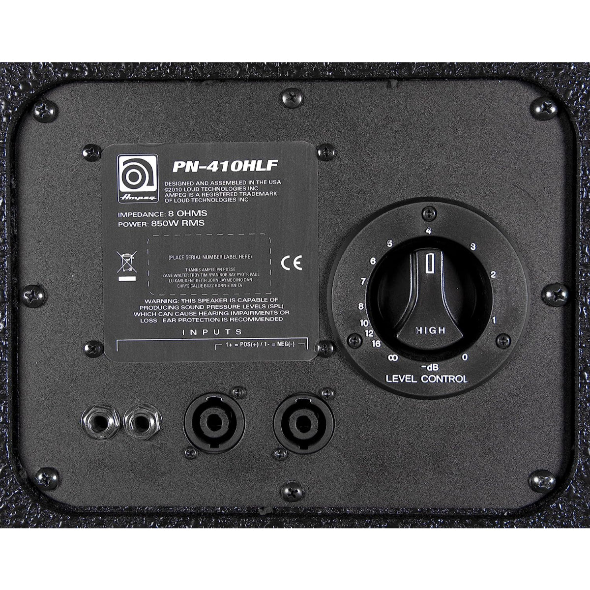Ampeg PN410HLF Designed & Assembled in USA, Neodymium 4-10" Speaker Cabinet, 850W RMS
