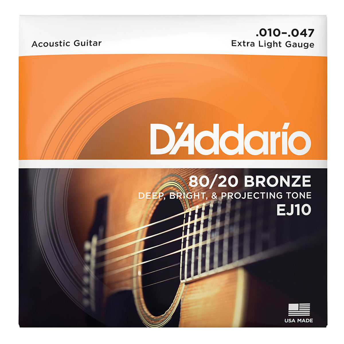 D'addario EJ10 80/20 Bronze Round Wound Acoustic Guitar Strings 010-047