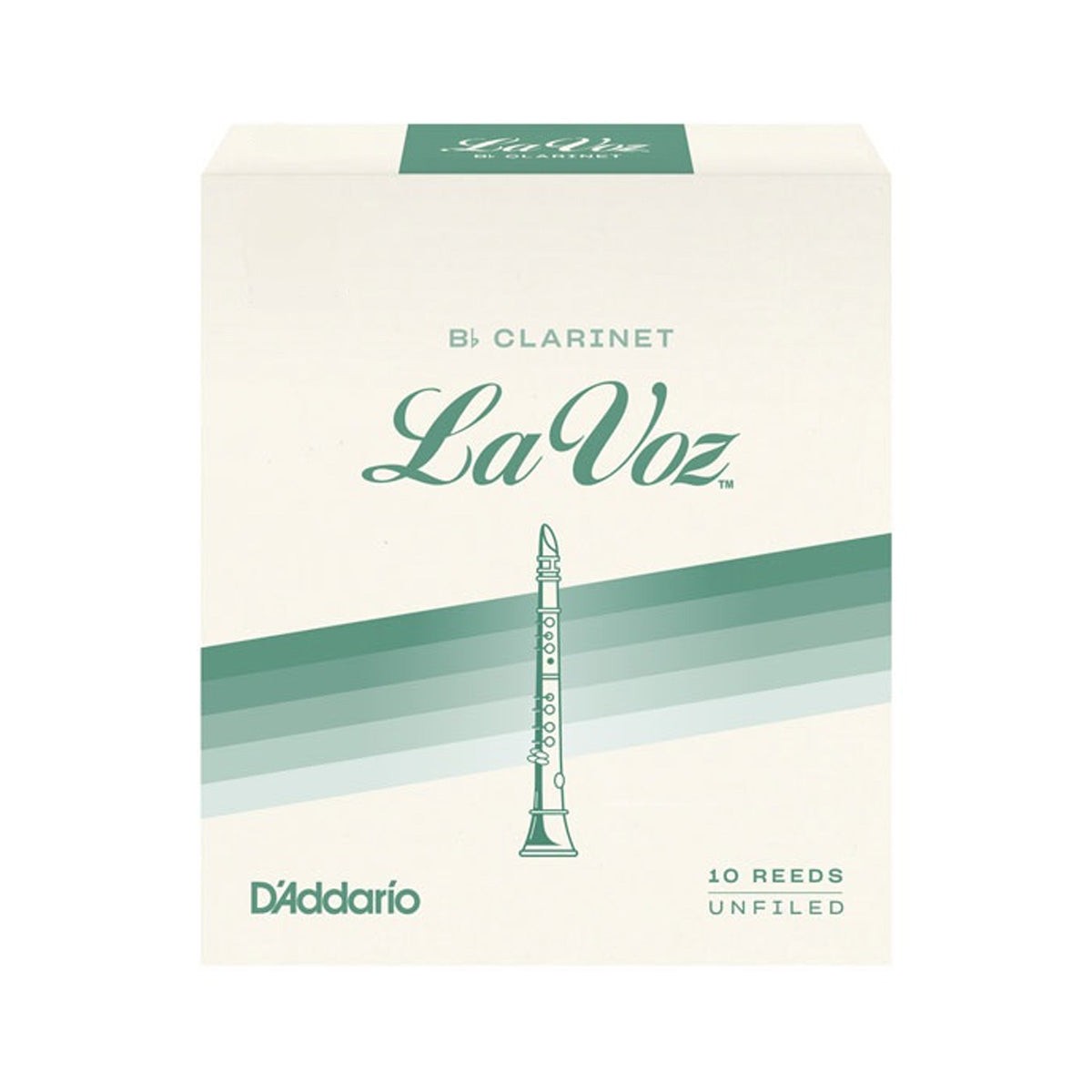 D'Addario RCC10MH La Voz Bb Clarinet Medium Hard Reed - Per Box