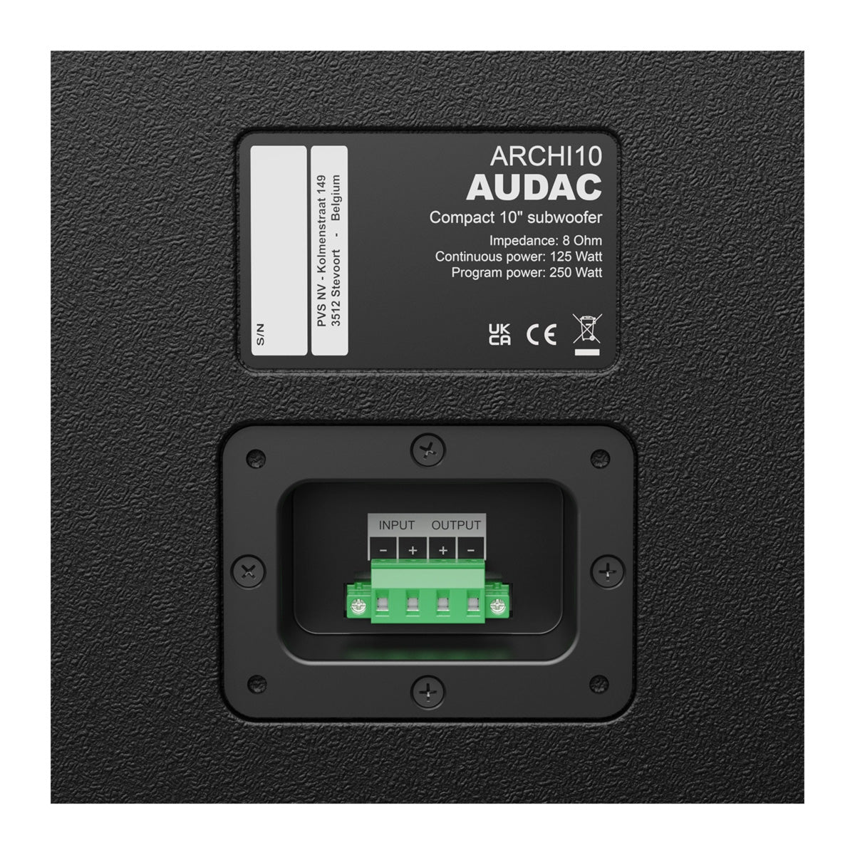 Audac ARCHI10/B Compact 10inch Architectural Subwoofer - Black (Indoor)
