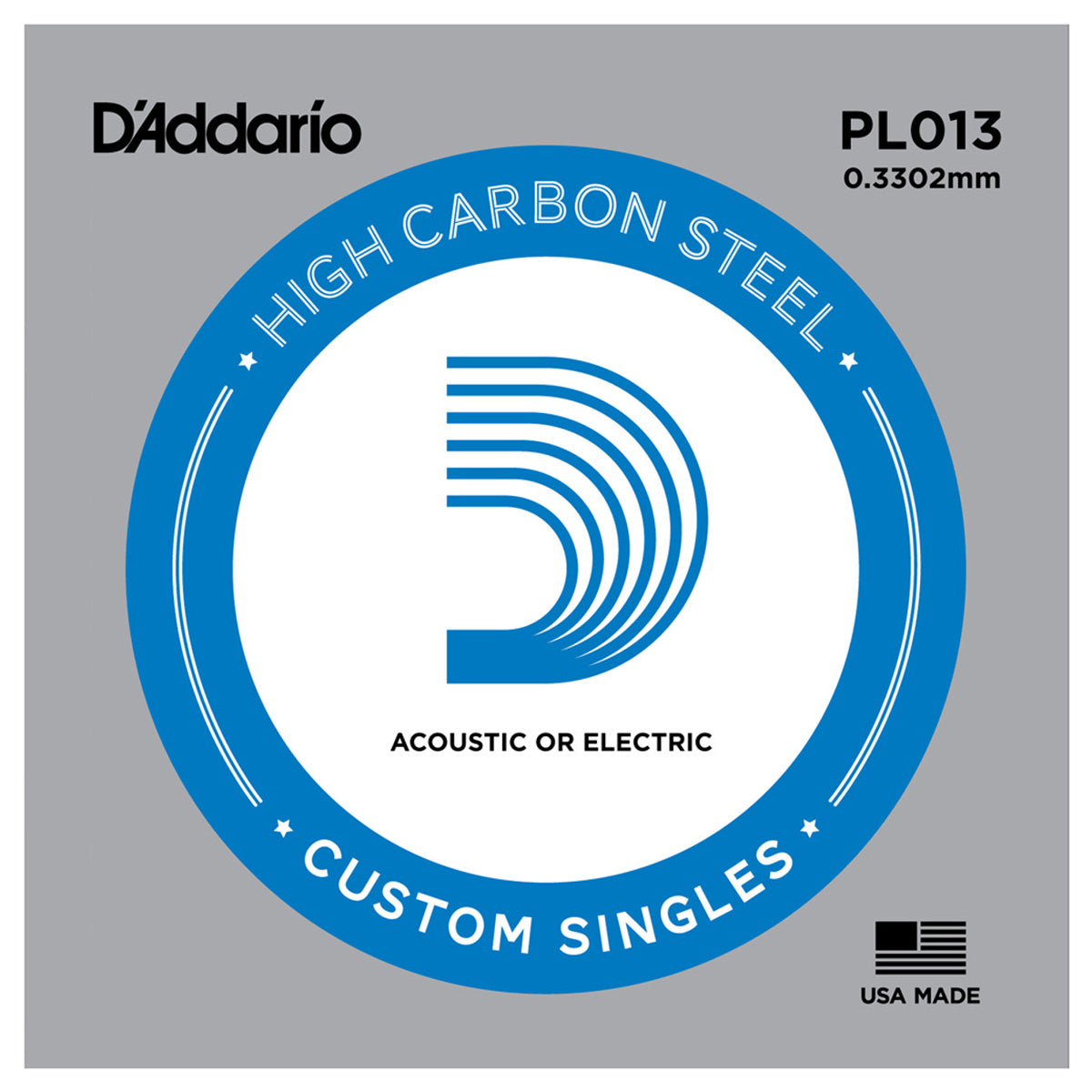 D'Addario PL013 Plain Steel Single Acoustic/Electric Guitar String