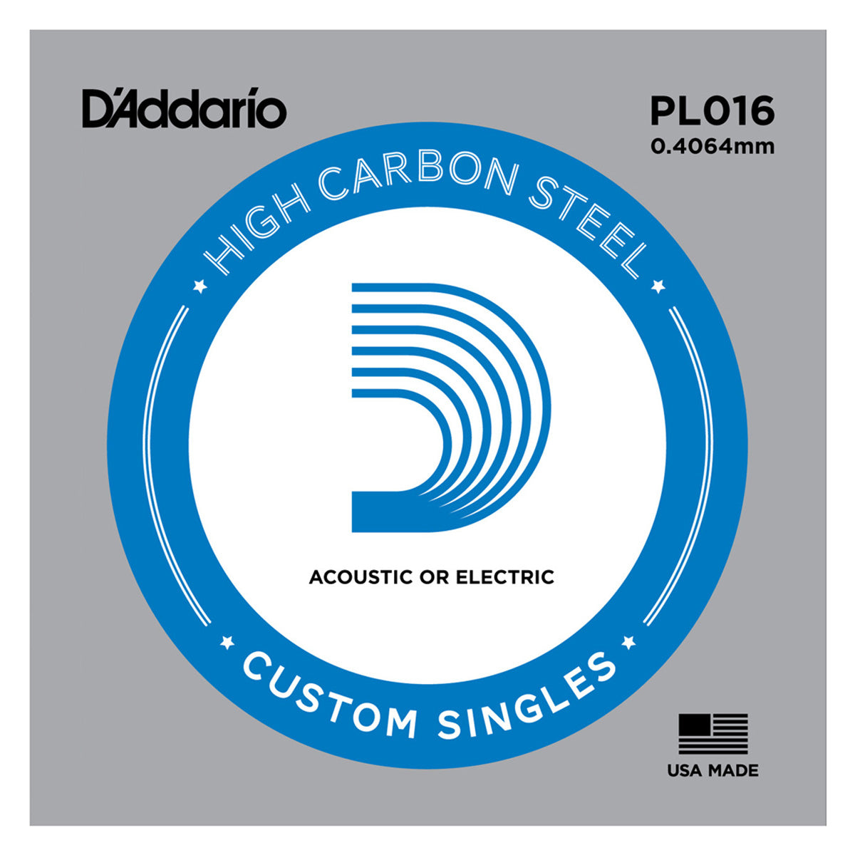 D'Addario PL016 Plain Steel Single Acoustic/Electric Guitar String