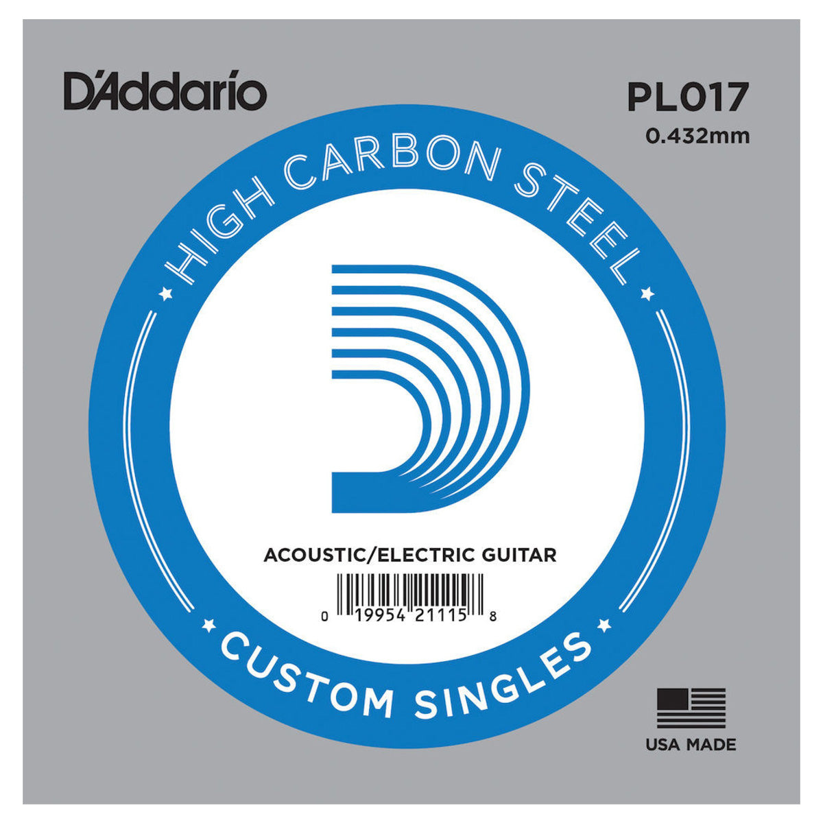 D'Addario PL017 Plain Steel Single Acoustic/Electric Guitar String