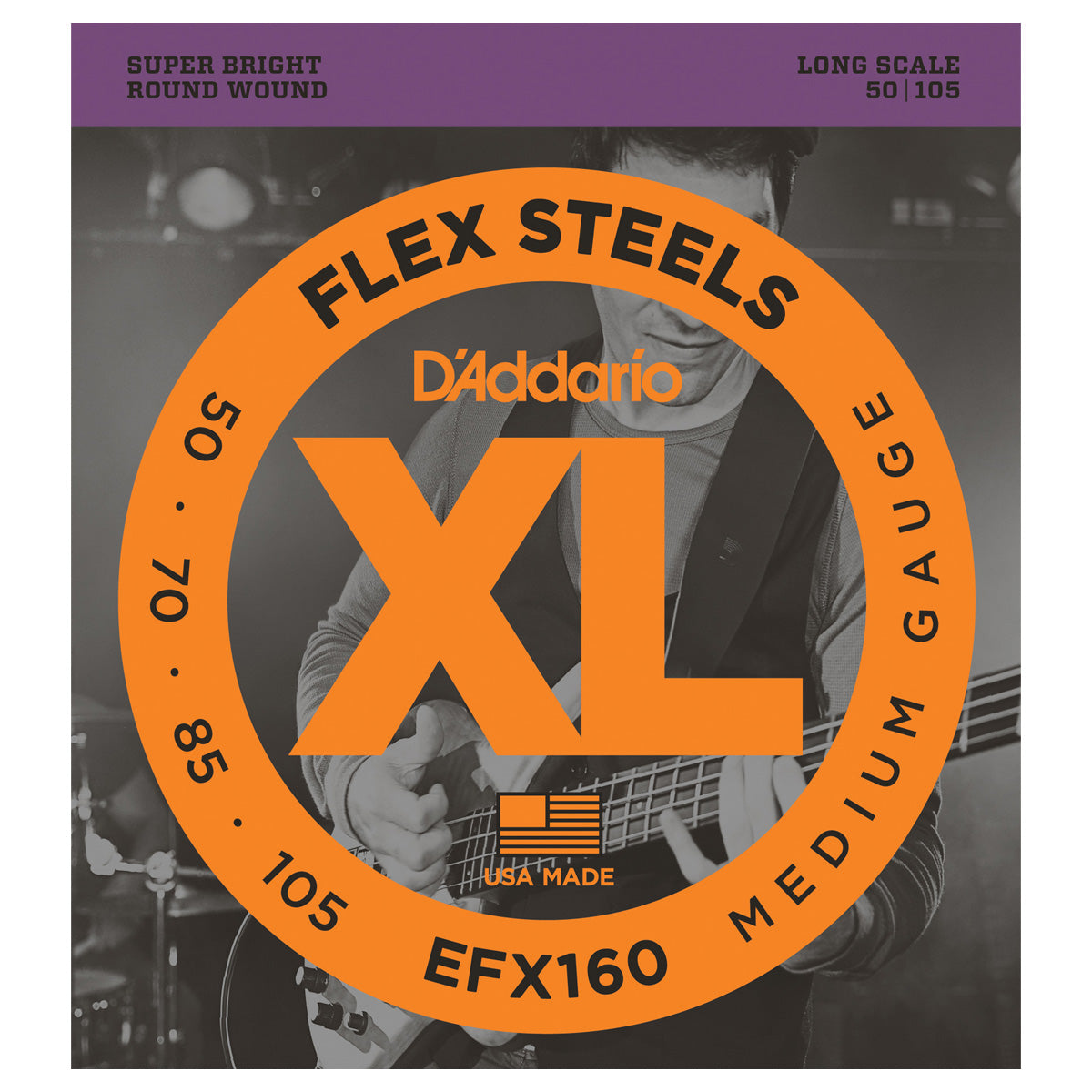 D'Addario EFX160 XL FlexSteels Round Wound Bass Strings