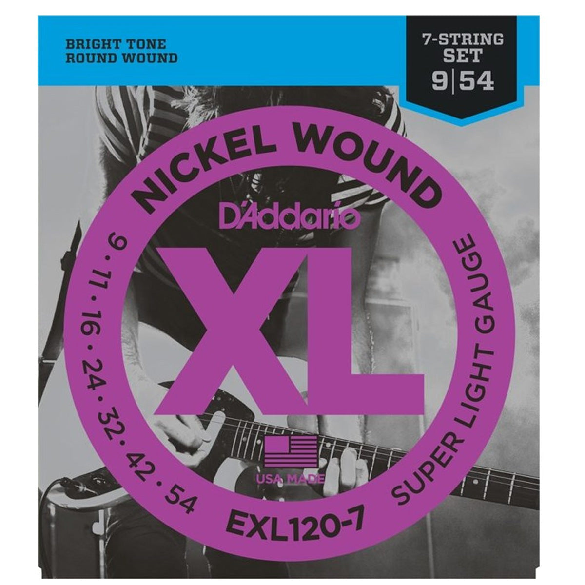 D'Addario EXL1207 XL Nickel Round Wound 7-String Electric Guitar Strings