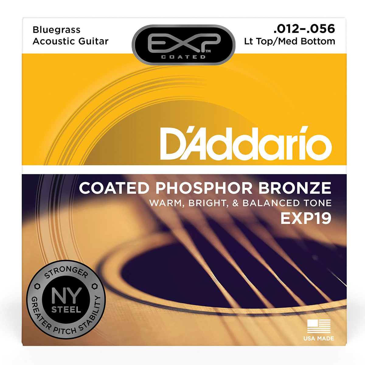 D'Addario EXP19 EXP Coated Phosphor Bronze Acoustic Guitar Strings 012-056