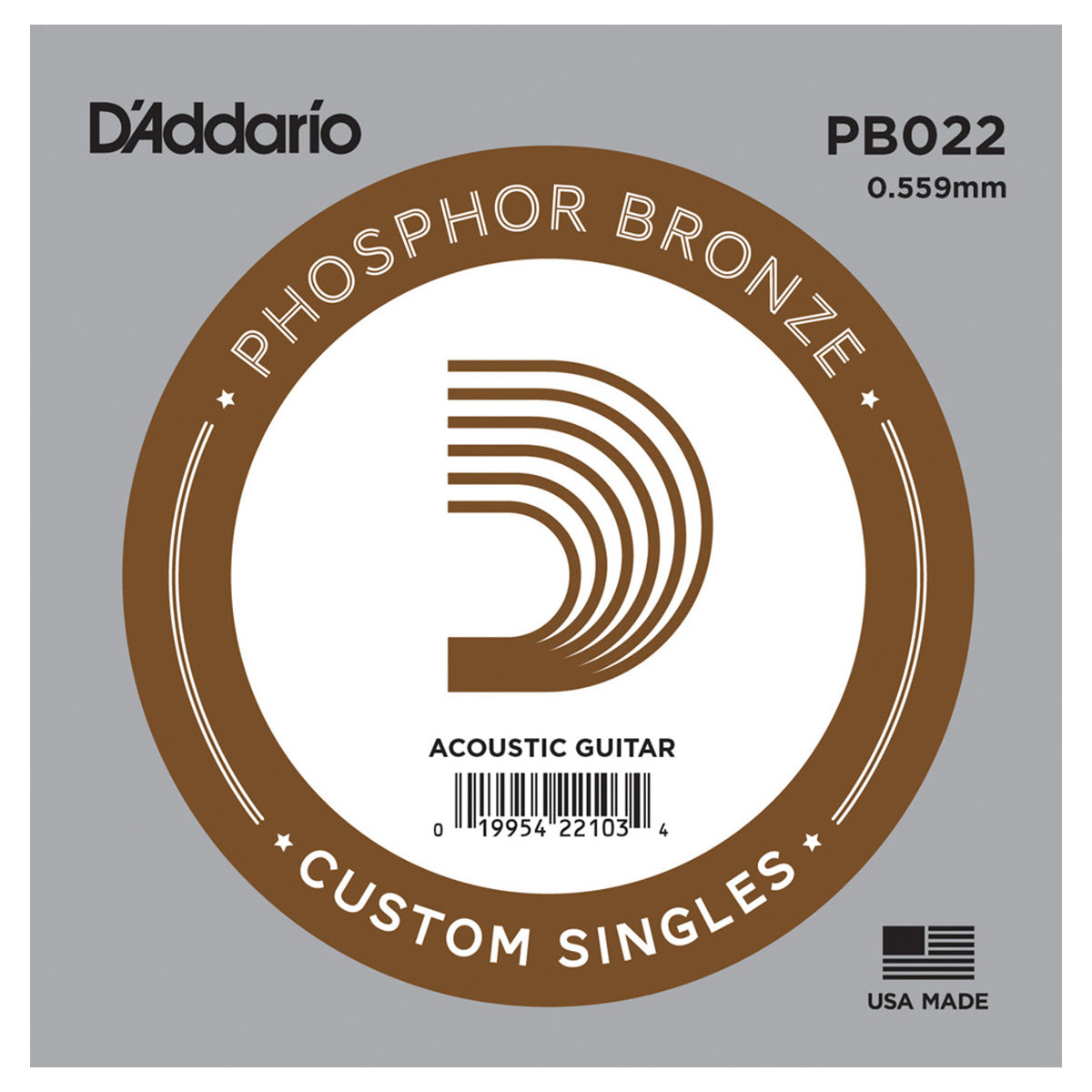 D'Addario PB022 Phosphor Bronze Round Wound Single Acoustic Guitar String