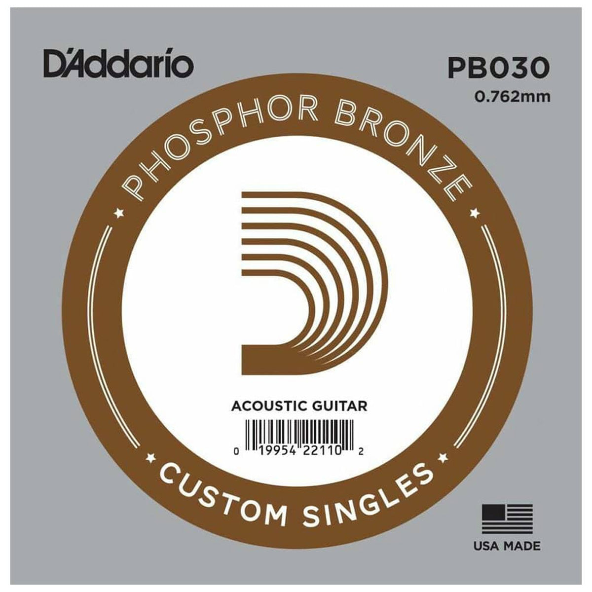 D'Addario PB030 Phosphor Bronze Round Wound Single Acoustic Guitar String