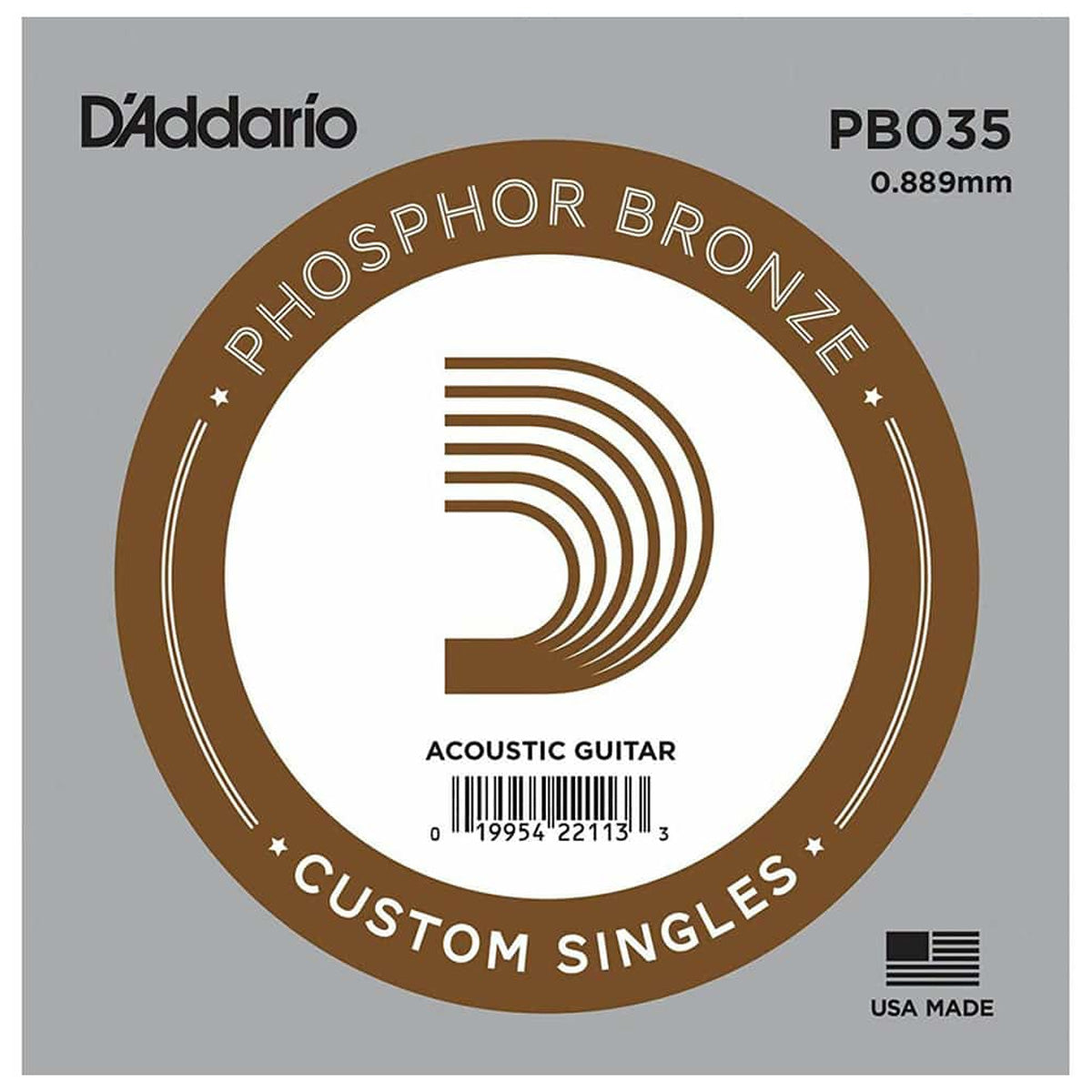 D'Addario PB035 Phosphor Bronze Round Wound Single Acoustic Guitar String