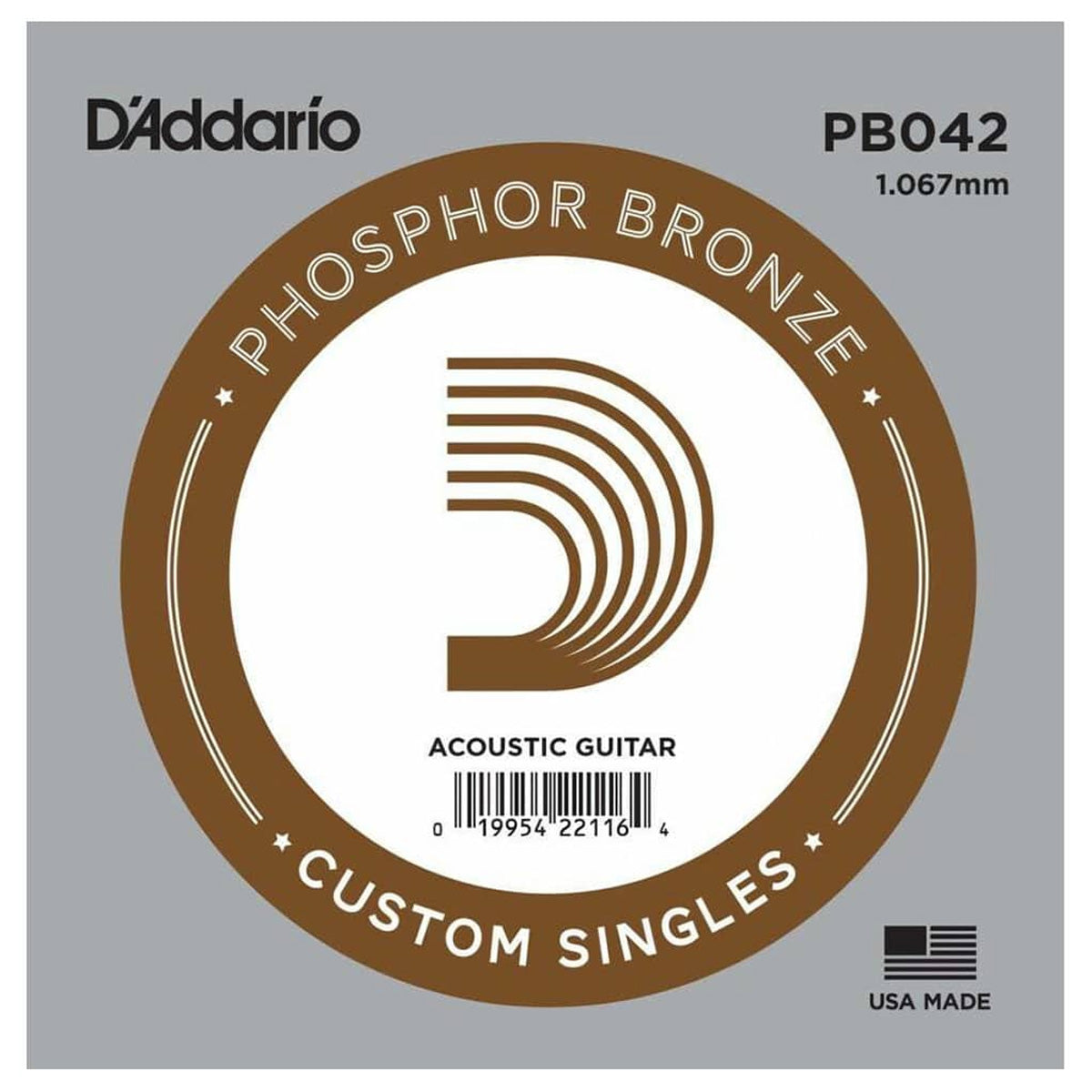 D'Addario PB042 Phosphor Bronze Round Wound Single Acoustic Guitar String