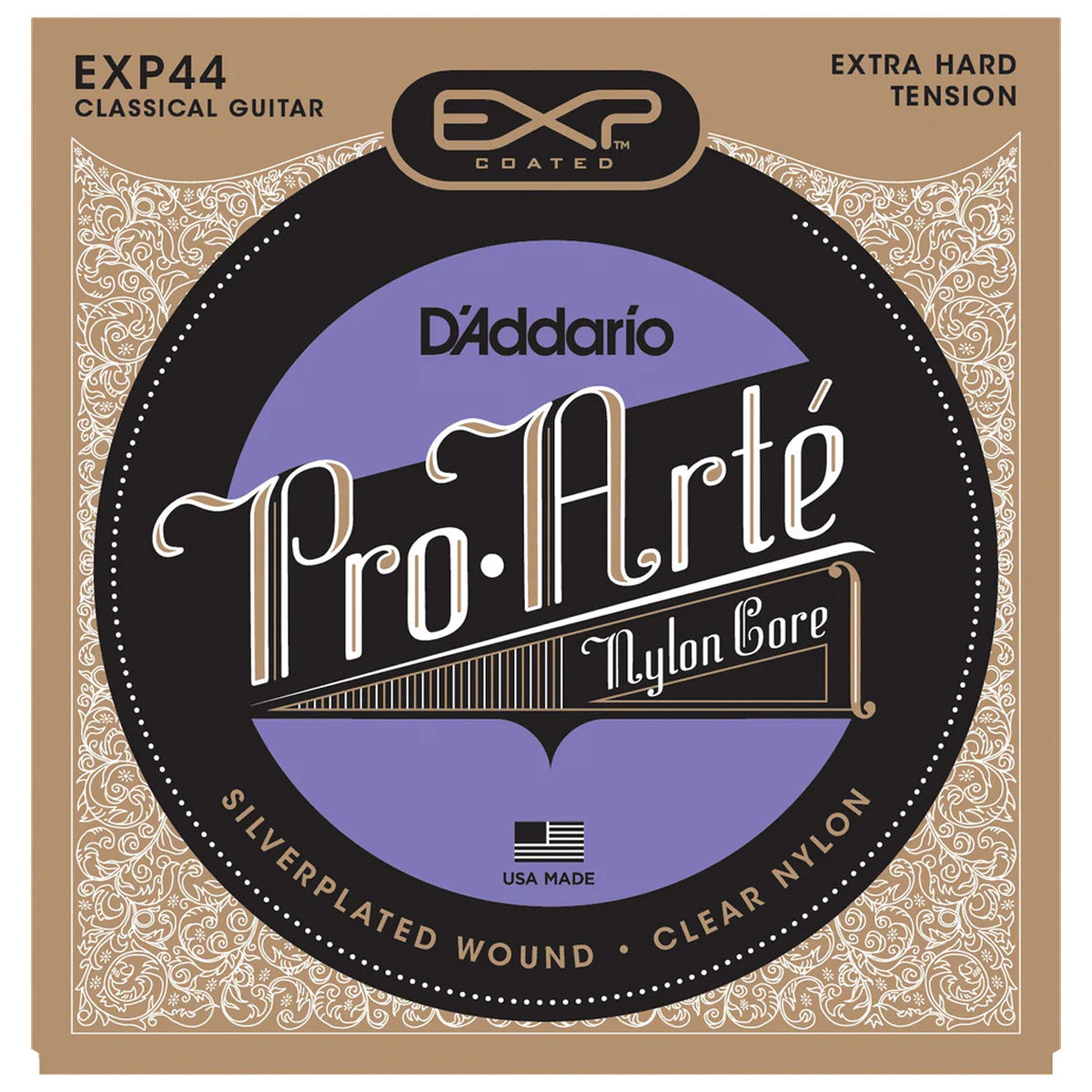 D'Addario EXP44 EXP Silver-Plated Wound Nylon Classical Guitar Strings Extra Hard Tension