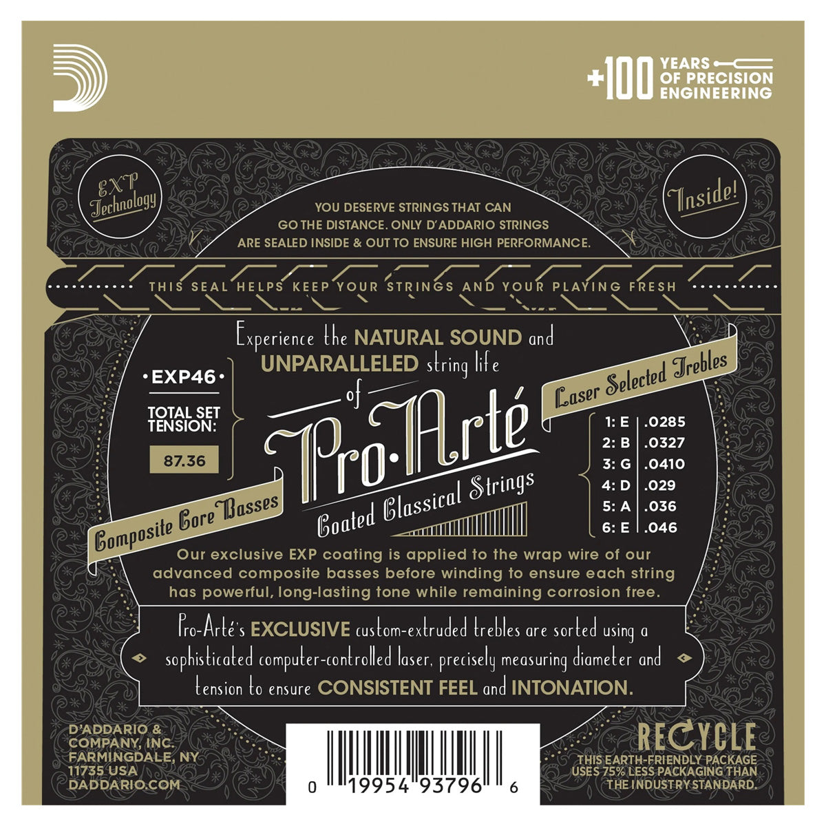 D'Addario EXP44 EXP Silver-Plated Wound Nylon Classical Guitar Strings Extra Hard Tension