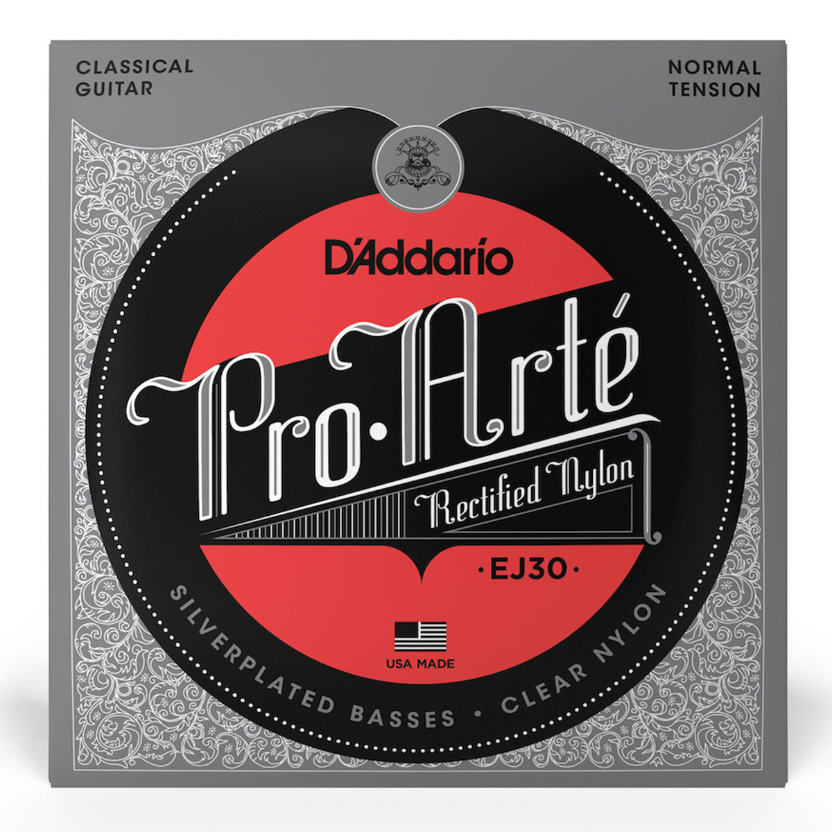 D'addario EJ30 Pro-Arte Silver / Rectified Clear Nylon Normal Tension Classical Guitar Strings