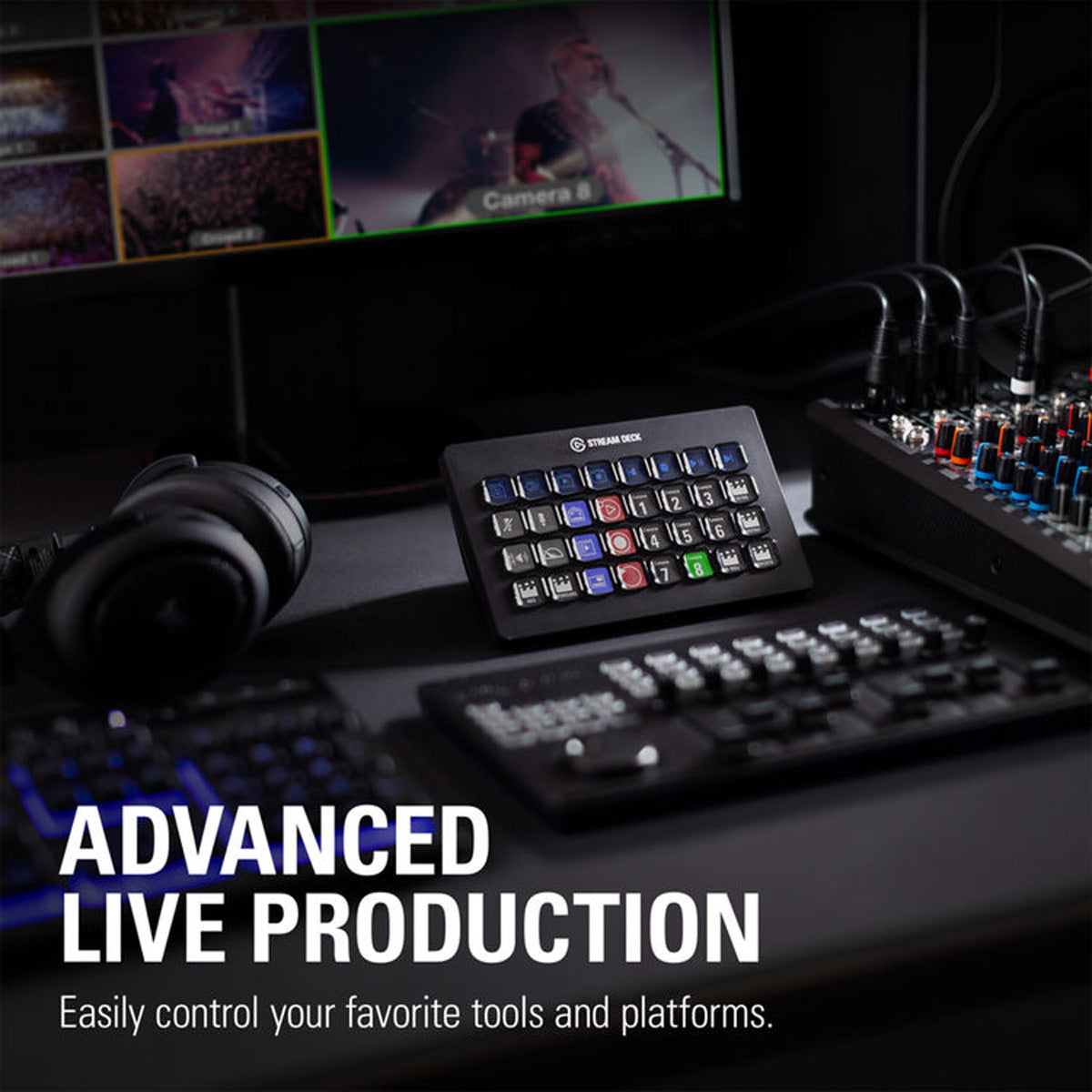Elgato Stream Deck XL Live Production Streaming Controller interface, 32 Programmable LCD Keys, Black