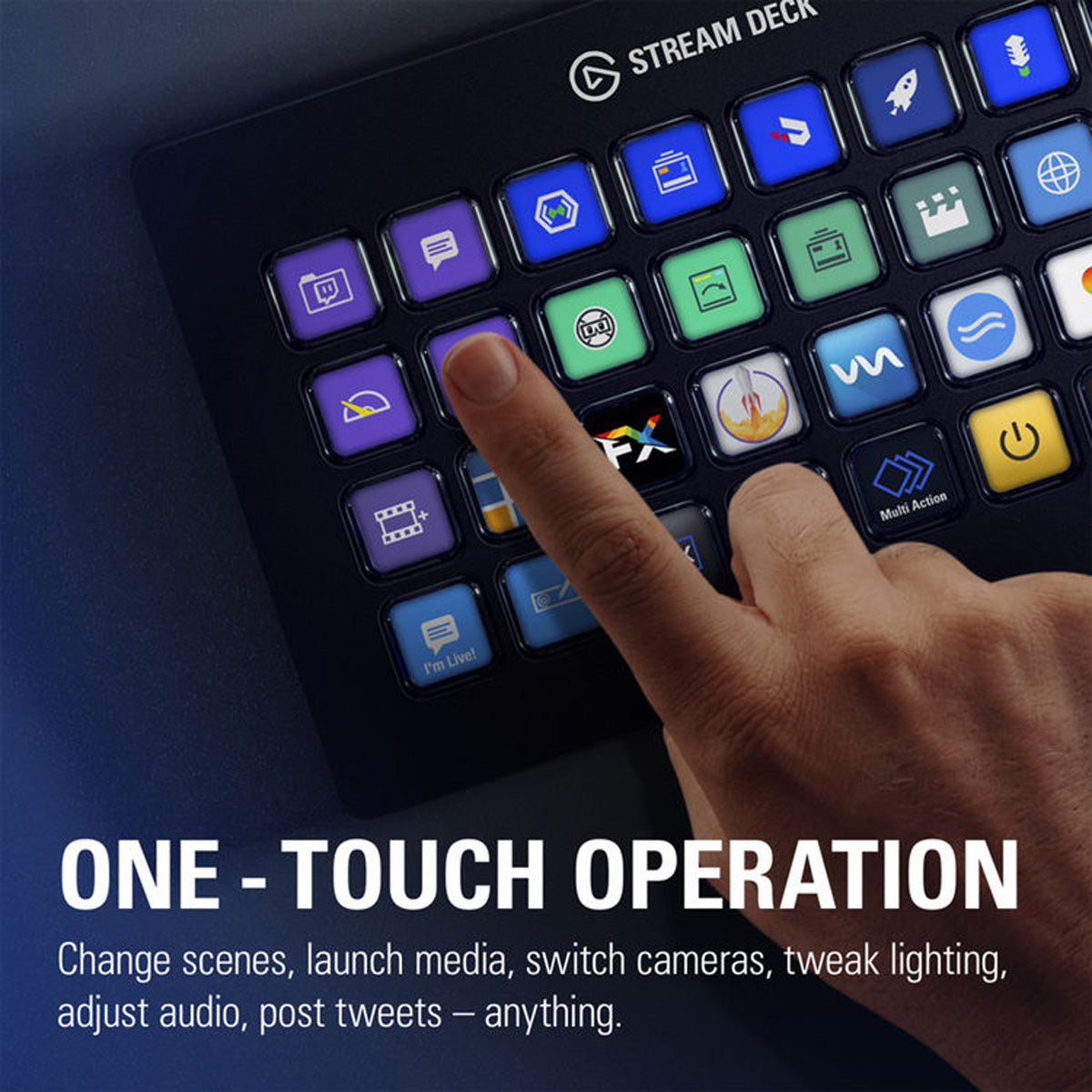 Elgato Stream Deck XL Live Production Streaming Controller interface, 32 Programmable LCD Keys, Black