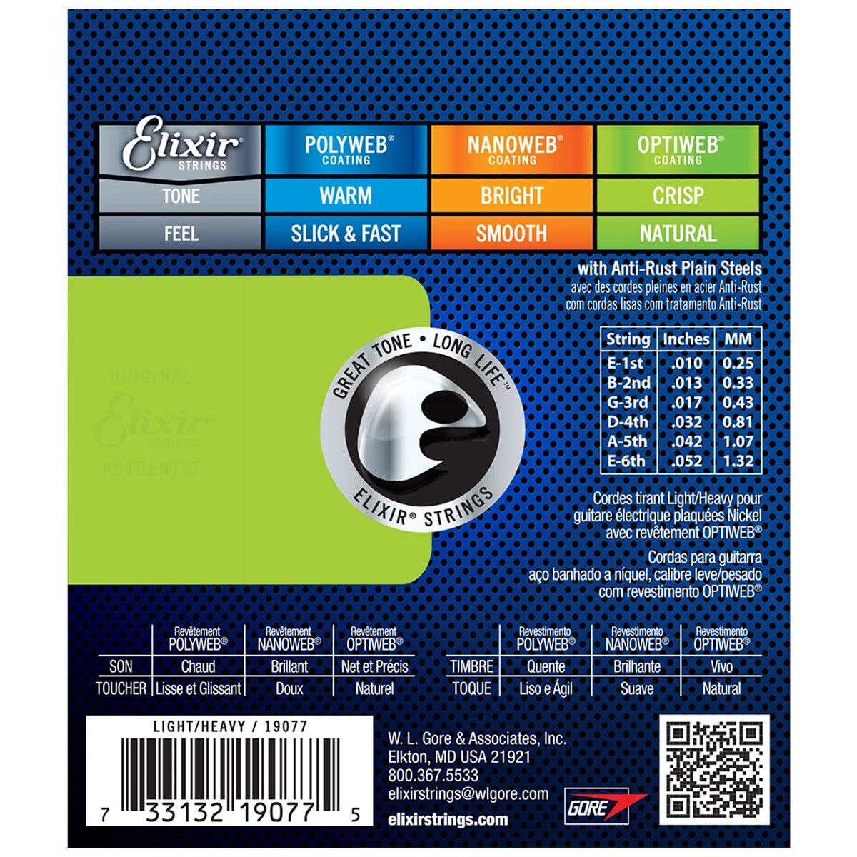 Elixir 19077 Optiweb Nickel Plated Steel Electric Guitar Strings Medium - 0.10-0.52