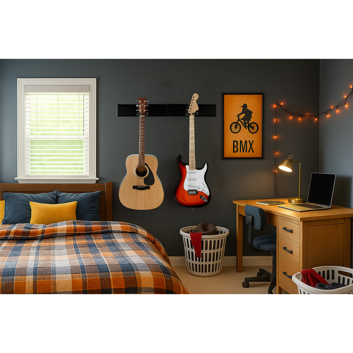 Hercules Stands GSP402SB 2-Guitar Wall Rack