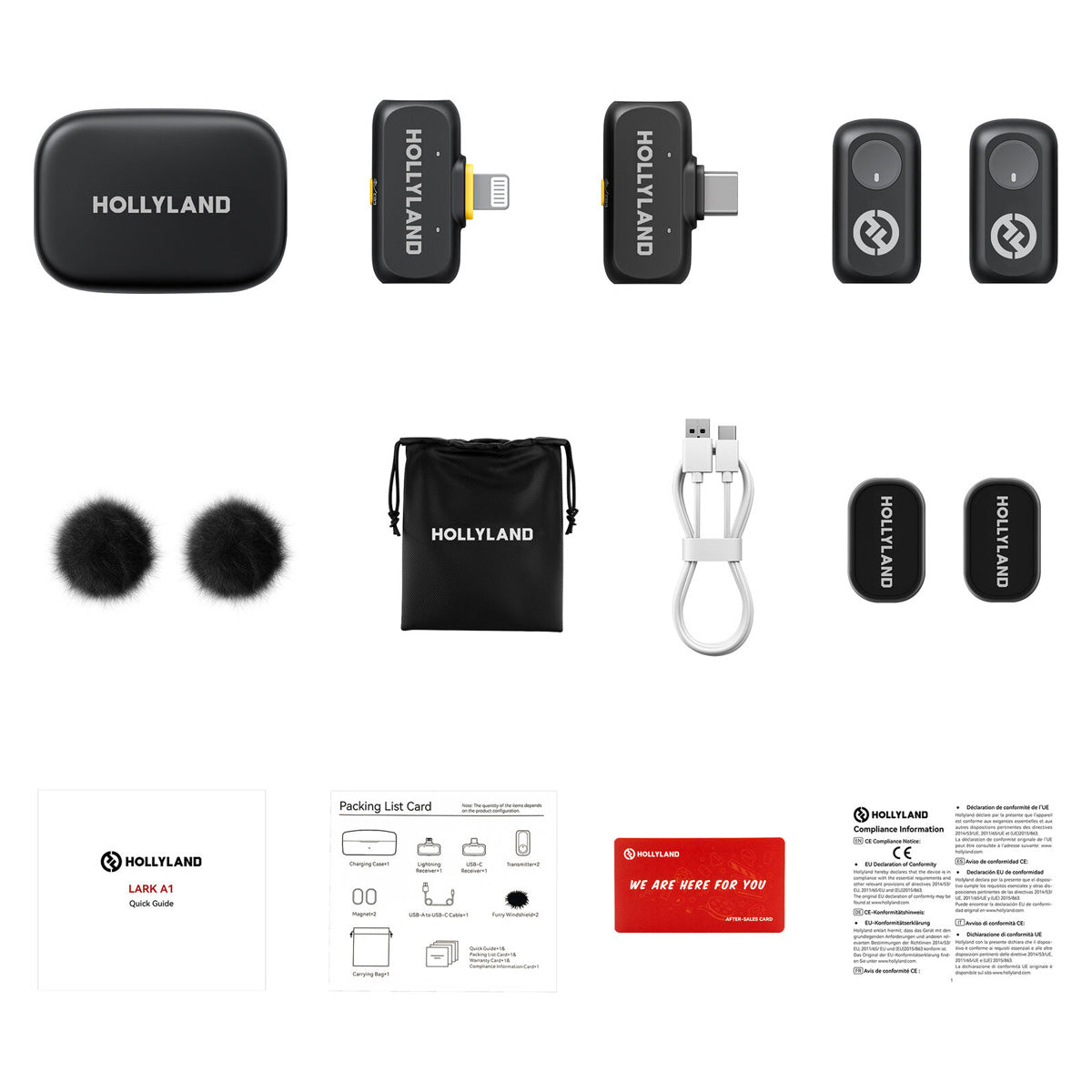 Hollyland LARK A1 Combo 2-Person Wireless Microphone System with USB-C and Lightning Connectors for Mobile Devices