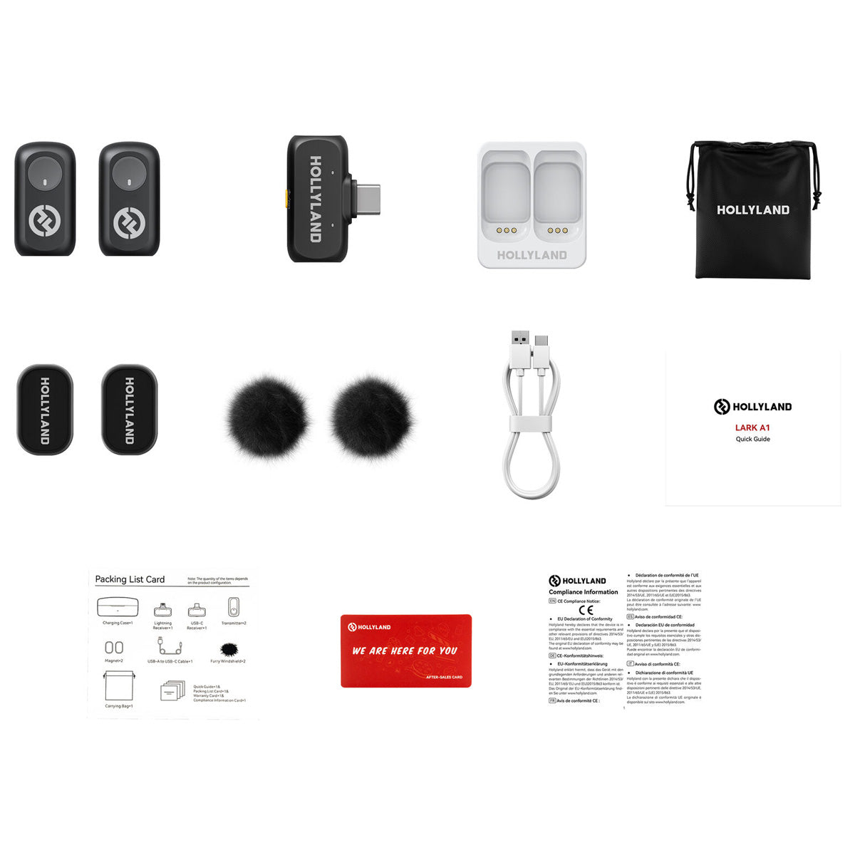 Hollyland LARK A1 Mini Duo 2-Person Wireless Microphone System with USB-C Connector for Mobile Devices (Space Gray 2.4