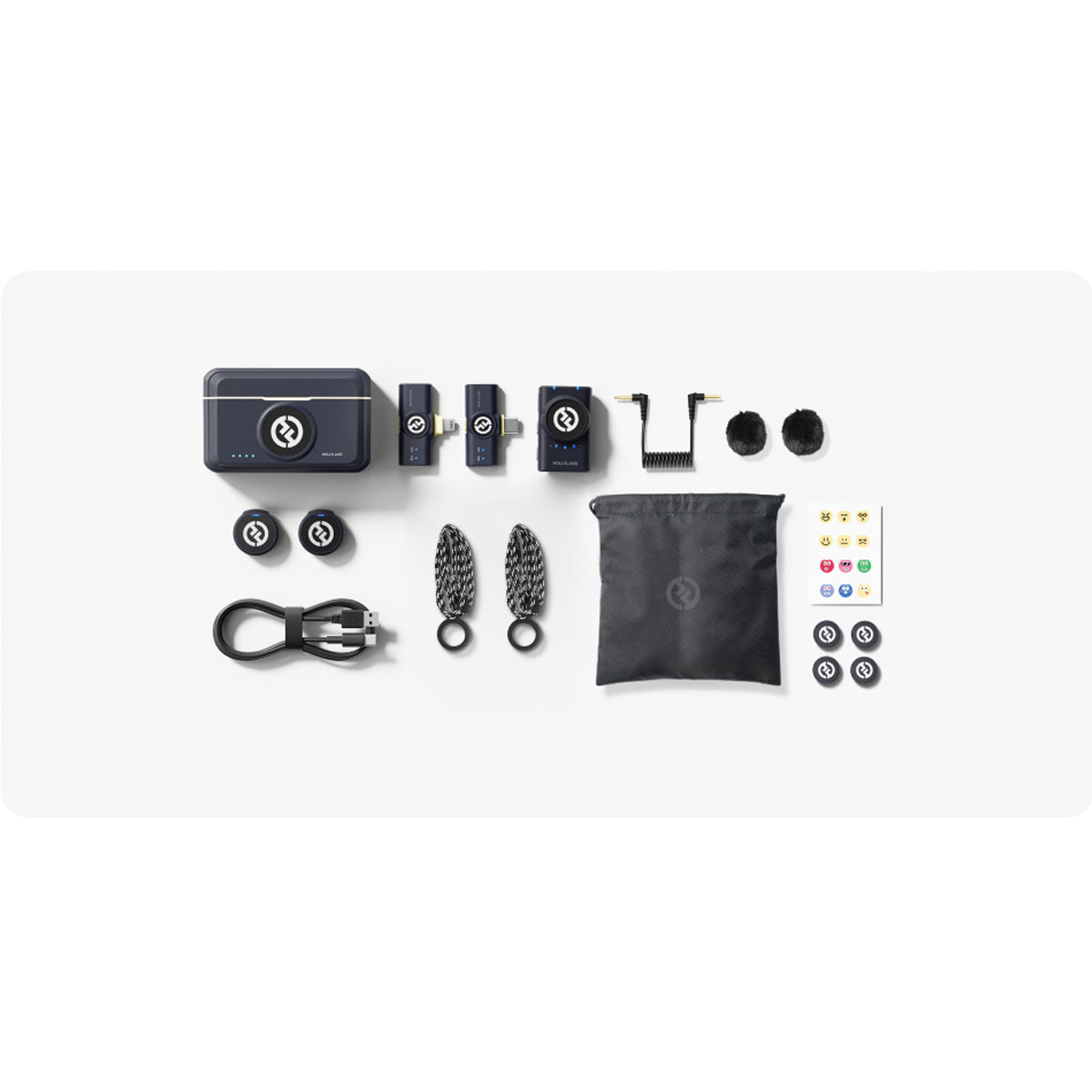 Hollyland LARK M2 COMBO Wireless Lavalier Microphone - Shine Charcoal