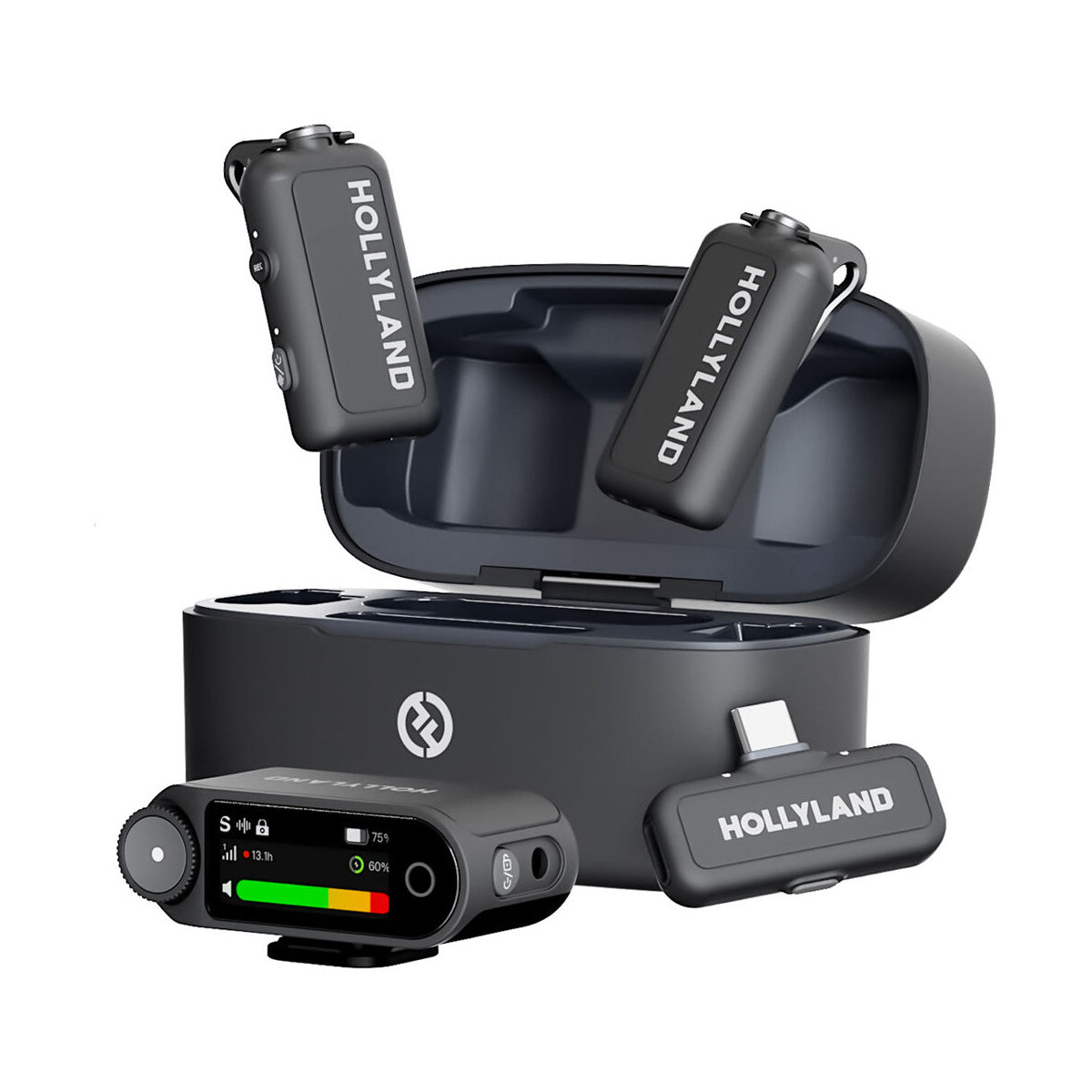 Hollyland LARK MAX 2 Combo 2-Person Wireless Microphone System for Cameras and Mobile Devices (Space Gray, 2.4 GHz)