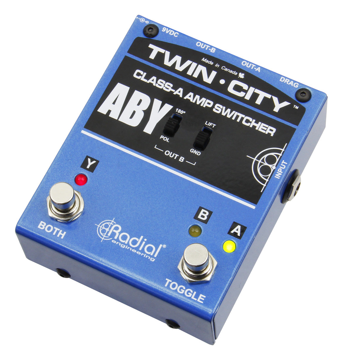 Radial Twin City ABY Amp switcher, active class-A w/ Drag Control, phase rev & isolated out