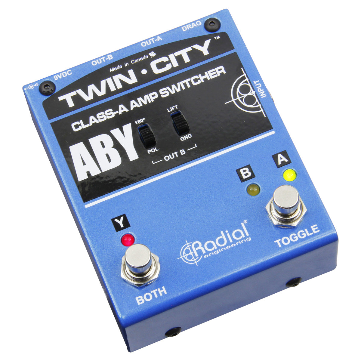 Radial Twin City ABY Amp switcher, active class-A w/ Drag Control, phase rev & isolated out