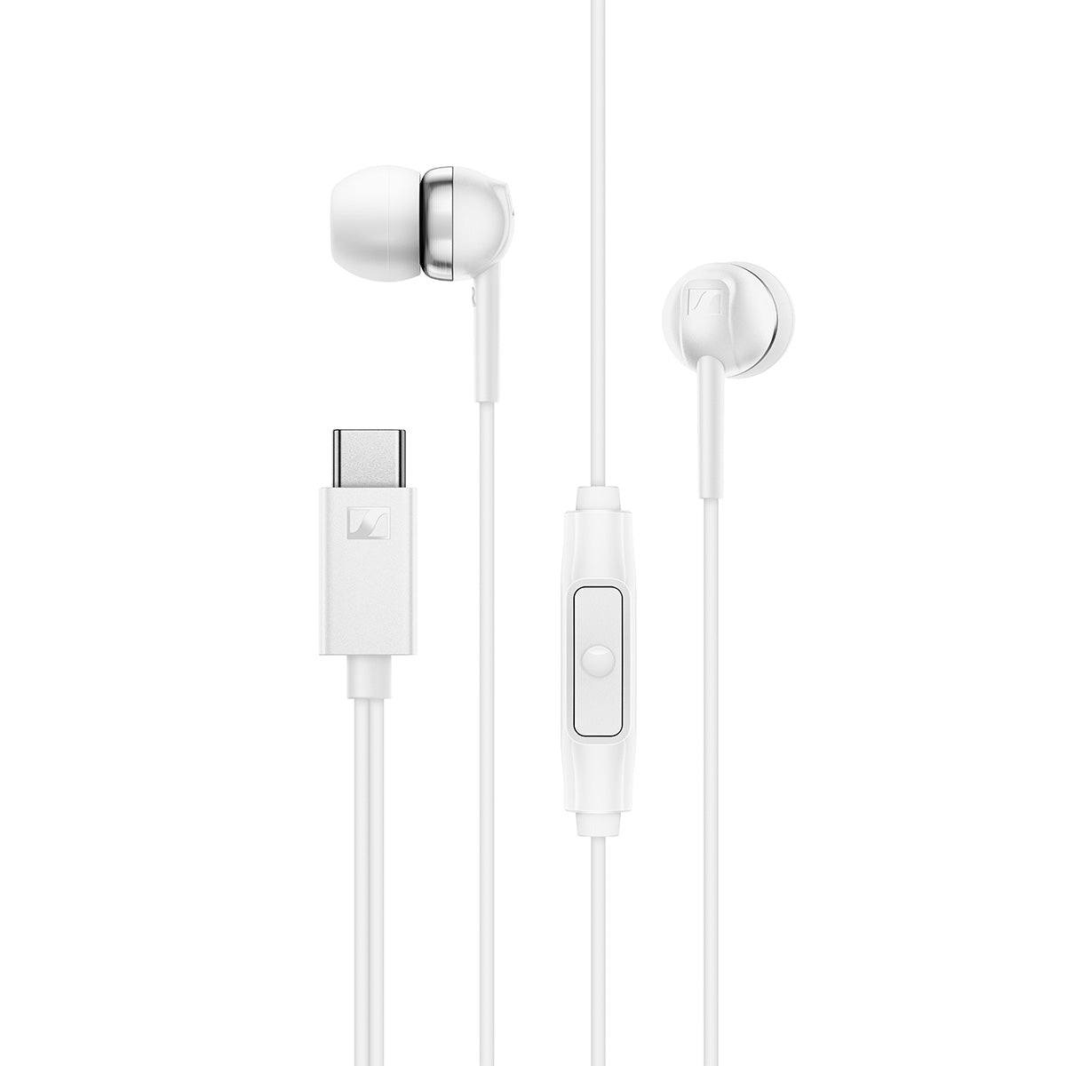 Sennheiser CX 80U – Wired In-ear Headphones with Digital Connectivity via USB C Plug, In-line One-Button Smart Remote for Calls and Music, Closed Earbuds for Noise Cancelling, White