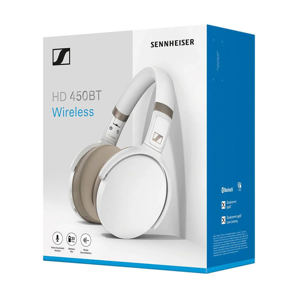 Sennheiser HD 450BT Wireless Active Noise-Cancelling Headphones - White
