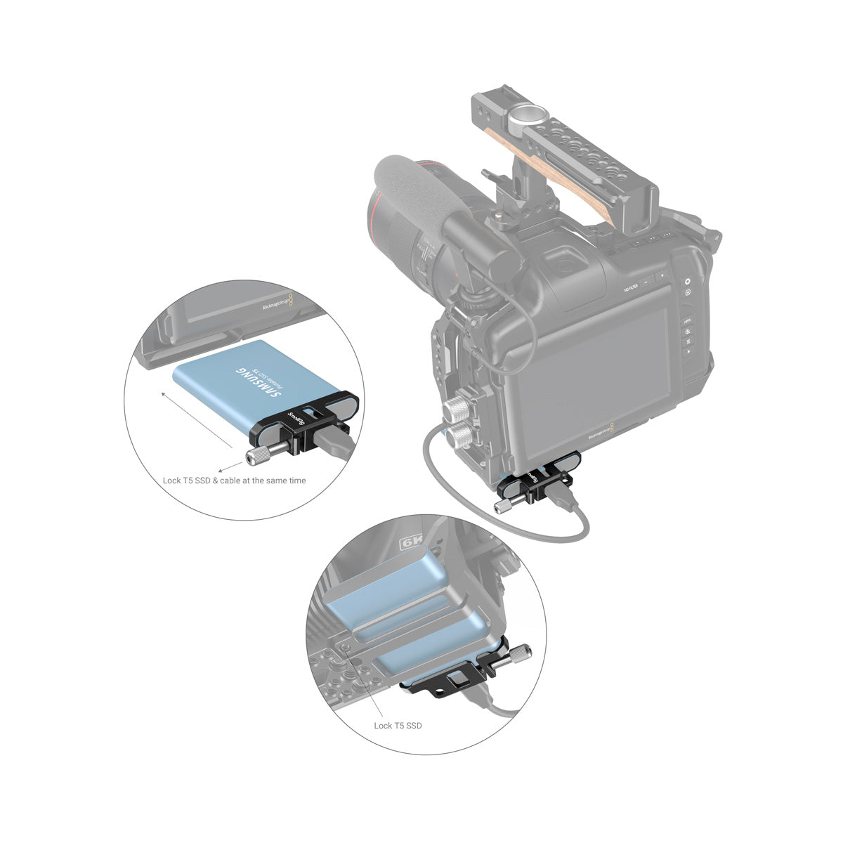 SmallRig Samsung T5 SSD Mounting Clamp for BMPCC 6K Pro Cage 3300
