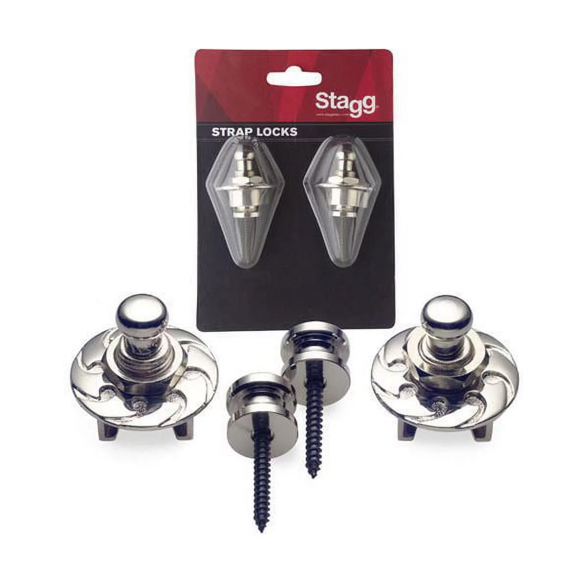 Stagg SSL1 Chrome Guitar Strap Locks - Pair