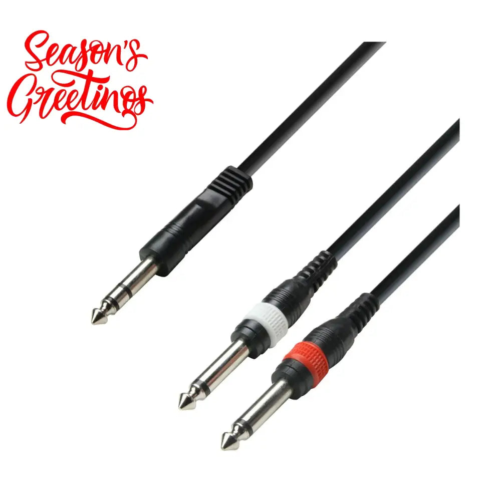 Adam Hall Cables K3 YVPP 0100 - Audio Cable 6.3mm Jack stereo to 2 x 6.3mm Jack mono 1m