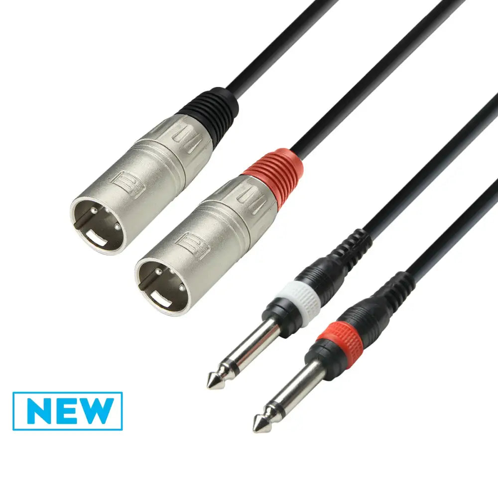 Adam Hall Cables K3TMP0300 2 Mono Jack to 2 XLR Male Aux Cables