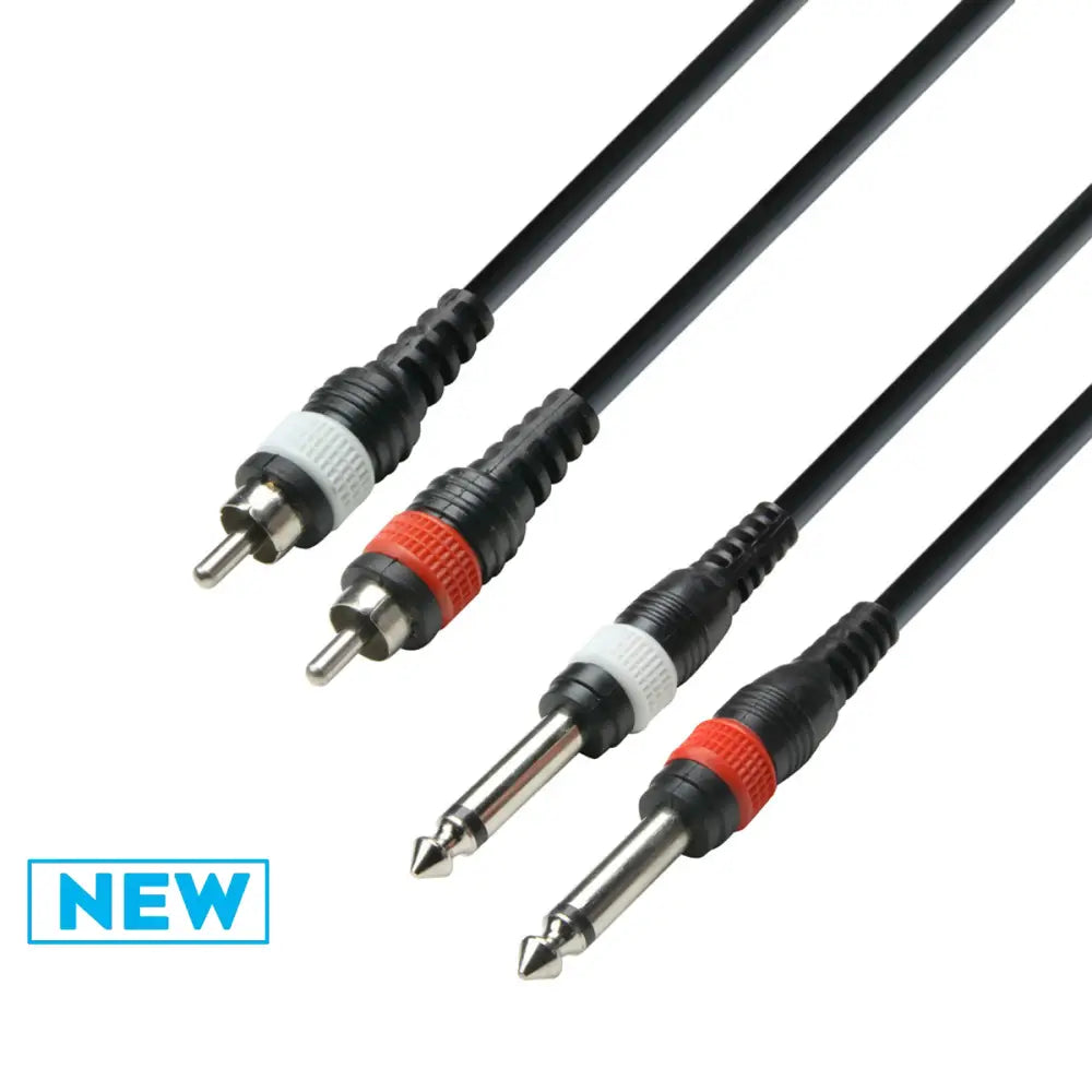 Adam Hall Cables K3TPC0100M 2 Mono Jack to 2 RCA 1M Aux Cables