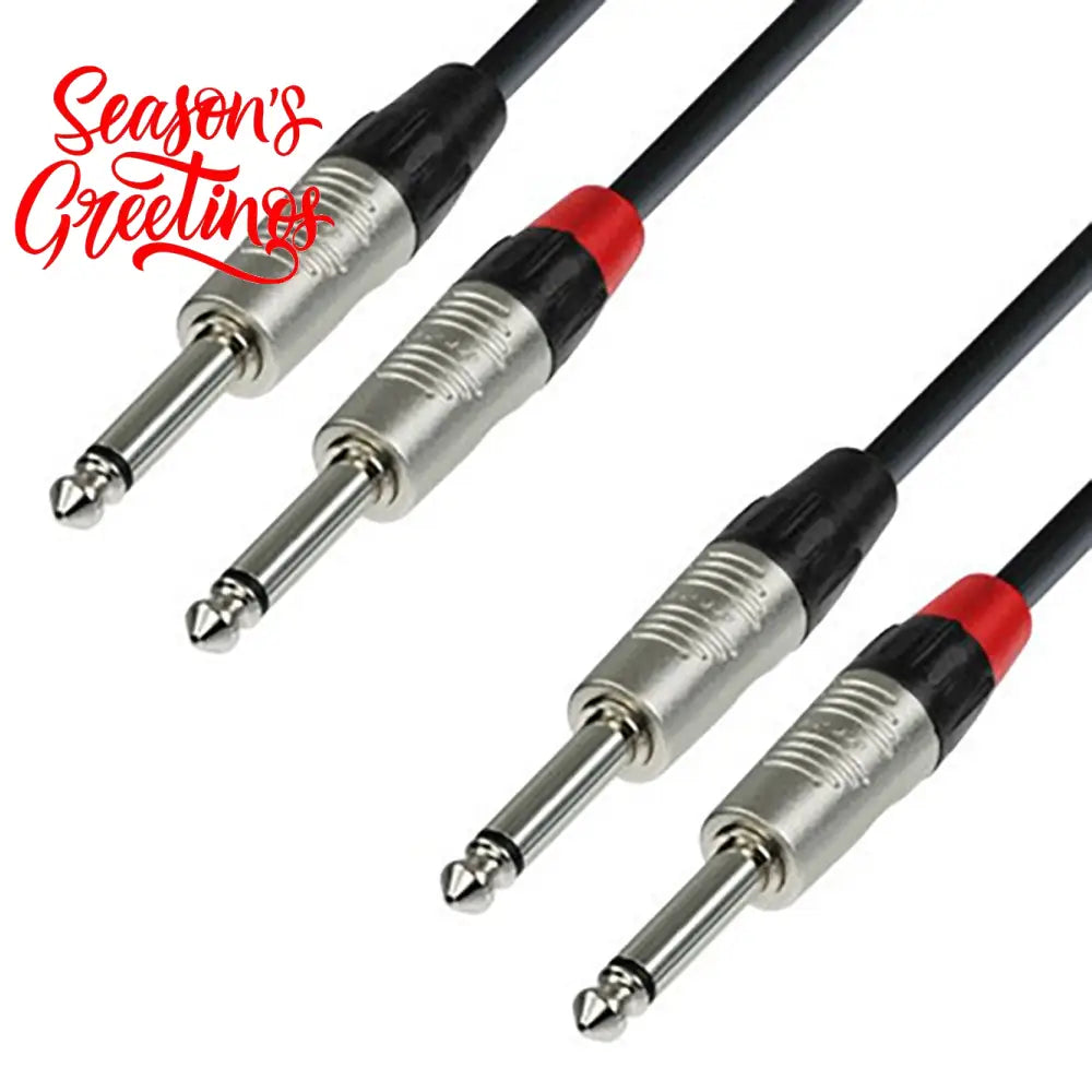 Adam Hall Cables K4 TPP 0150 - Audio Cable REAN 2 x 6.3mm Jack mono to 2 x 6.3mm Jack mono 1.5m