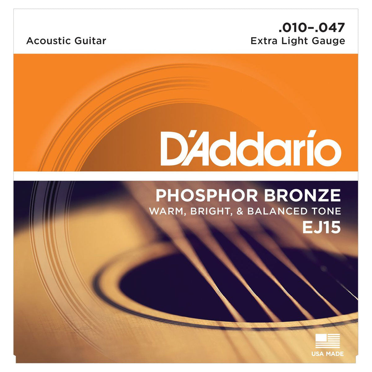 D'Addario EJ15 Phosphor Bronze Round Wound Acoustic Guitar Strings 010-047