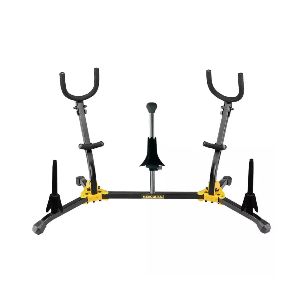 Hercules Stands DS538B Duo Alto/Tenor SAX Stand w/ 2 Clarinet/Flute pegs and 1 Soprano SAX peg Combo Stands