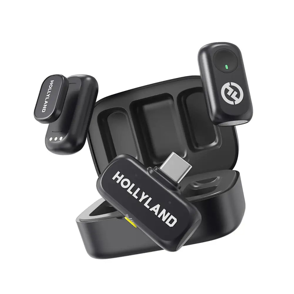 Hollyland LARK A1 Duo 2-Person Wireless Microphone System with USB-C Connector for Mobile Devices (Space Gray 2.4 GHz)