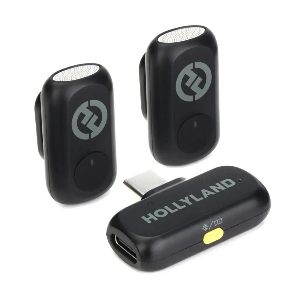 Hollyland LARK A1 Mini Duo 2-Person Wireless Microphone System with USB-C Connector for Mobile Devices (Space Gray 2.4