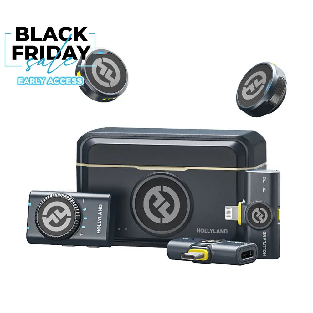 Hollyland LARK M2 COMBO Wireless Lavalier Microphone - Shine Charcoal Lapel Systems